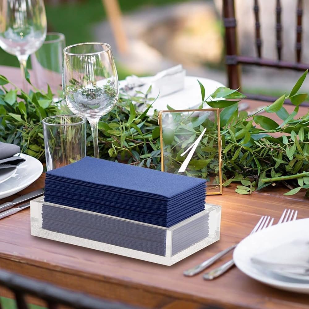 Premium Quilted Navy Cloth-Like Guest Paper Towel - (Pack of 30) - Elegant Design - Perfect for Bathrooms, Parties, and Special Events