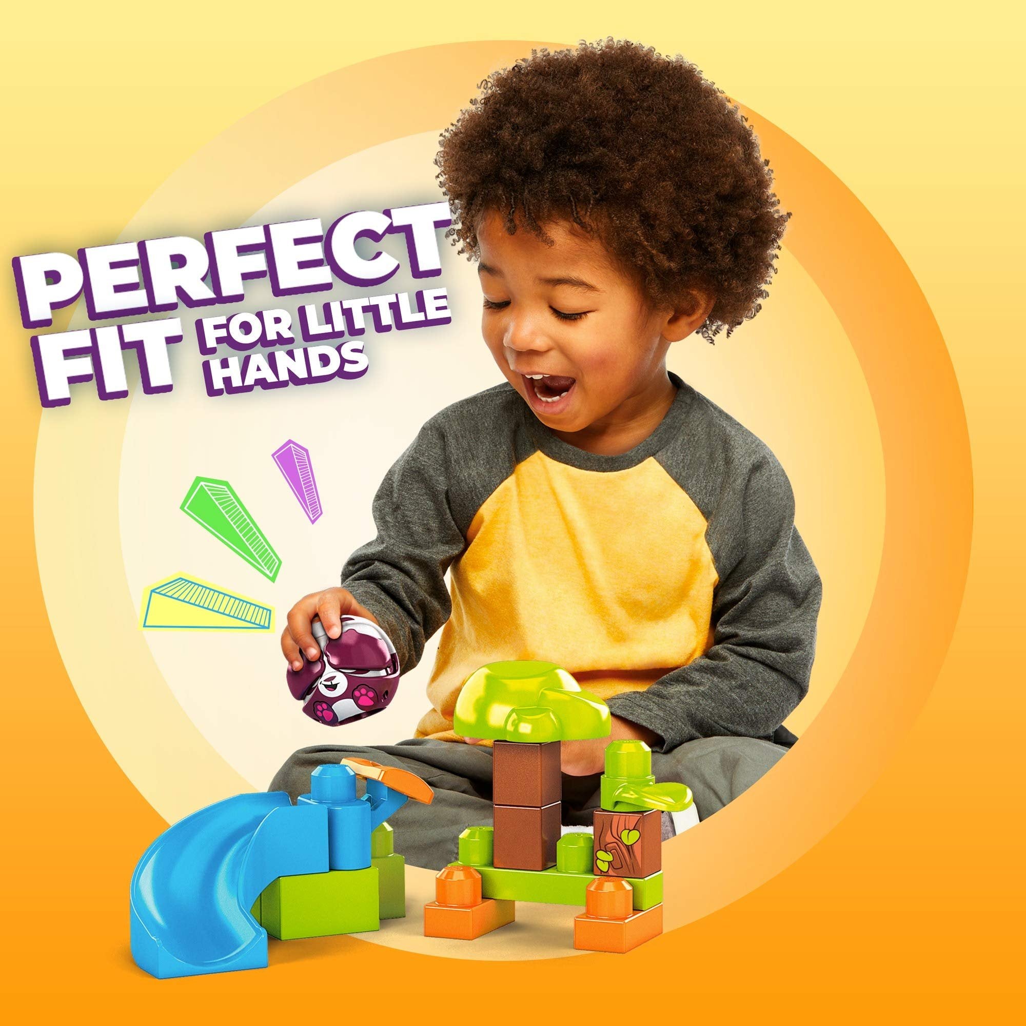 Mega Bloks Peek A Blocks Panda Slide with Big Building Blocks, Building Toys for Toddlers (14 Pieces)