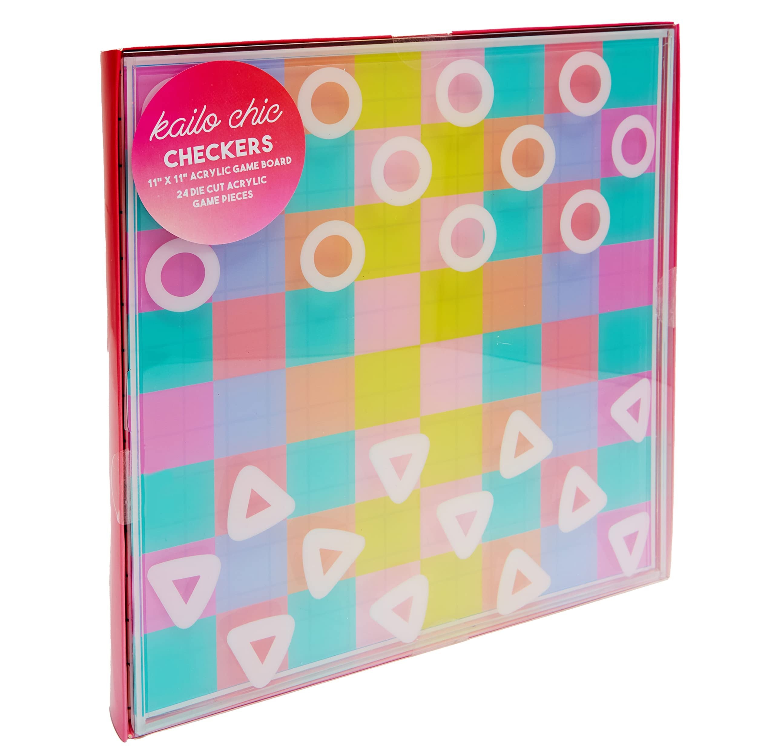 C.R. Gibson GMC-24801 Kailo Chic Acrylic Checkers Board Game Set, 11" x 11", Multicolor, 25pcs