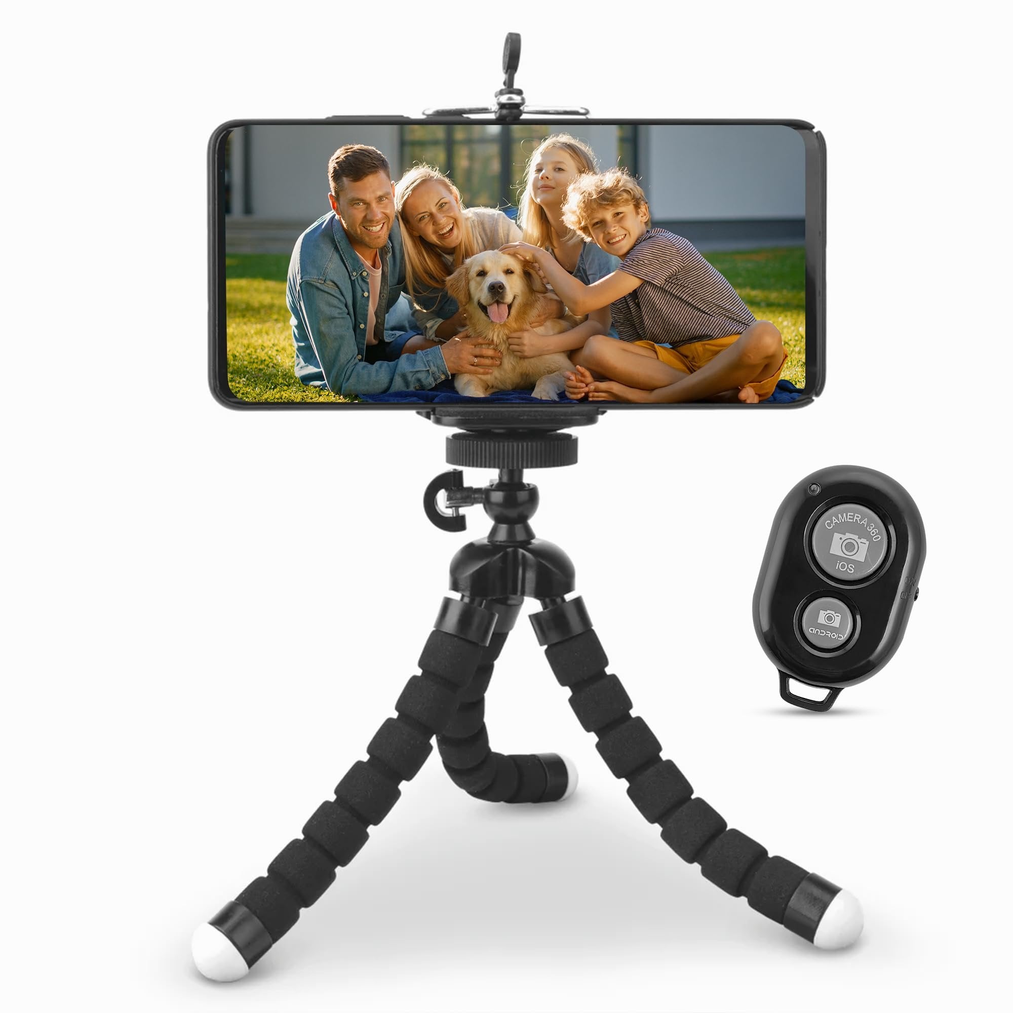 IDANCE Phone Tripod with Bluetooth Remote, 62" Flexible Tripod and Selfie Stick, Portable Tripod Universal Phone Holder Stand, Compatible with iPhone Android Phone