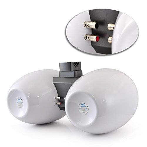 Pyle Marine Wakeboard Tower Speakers - Waterproof 6.5” Dual Subwoofer Speaker Set & 1.0” Tweeters, LED Lights and 400 Watt Power - 2-Way Boat Audio System w/Mounting Bracket-PLMRWB852LEW (White)