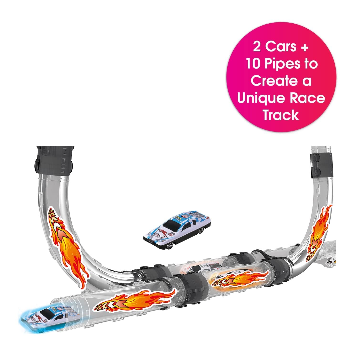 Edushape High Speed Catapult Cars Baby Toy - DIY Race Track with Ejection Mechanism - Enhance STEM and Creativity for Kids Aged 3 Years and Up