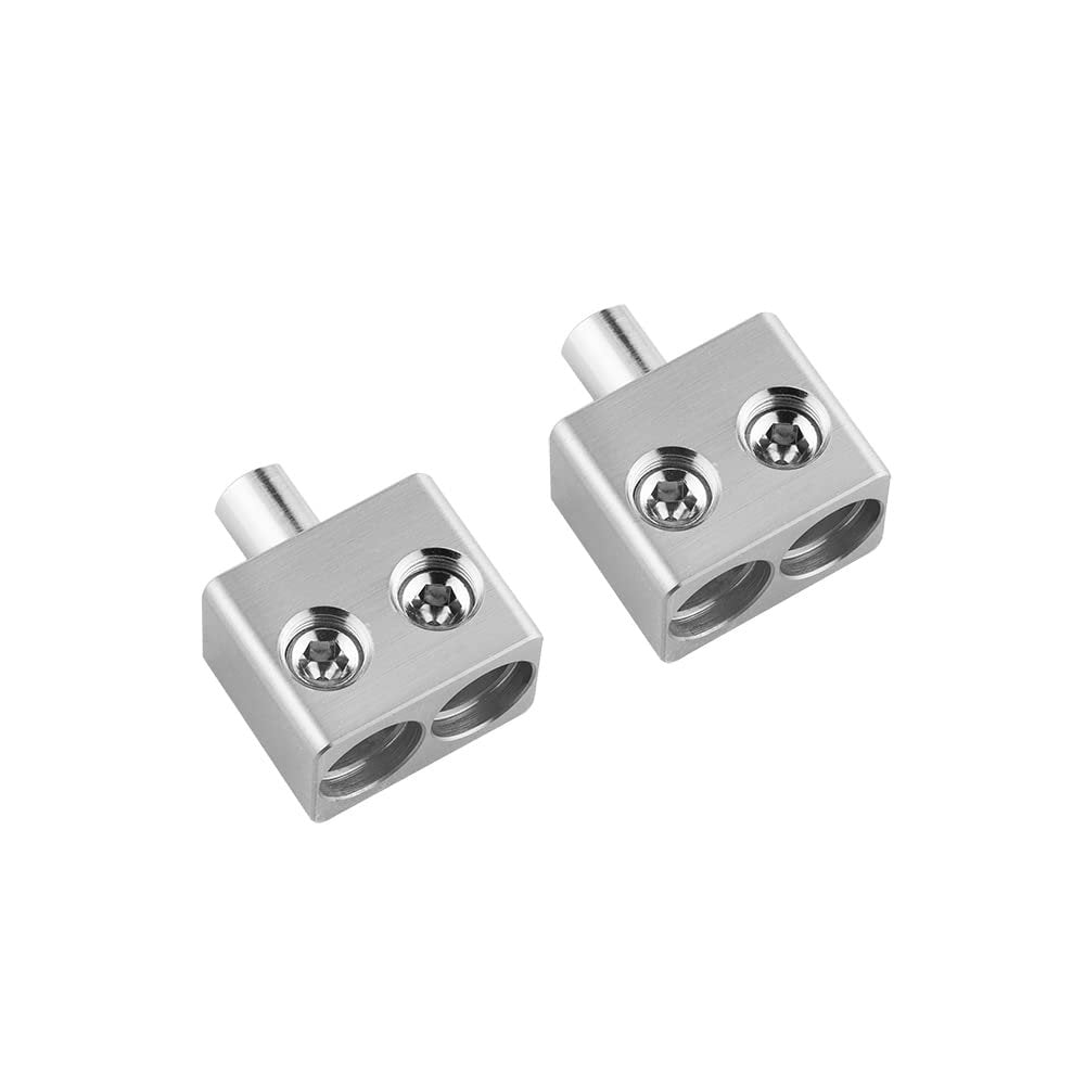 DS18 DPIV1/0 Input Reducer with Offset Stub - Dual 1/0 GA to 1/0 GA Reducer, Nickel Plated Ultra Conductive Copper Alloy, 1 x 1/0GA Output, 2 x 2/0GA Input (Sold in Pairs)