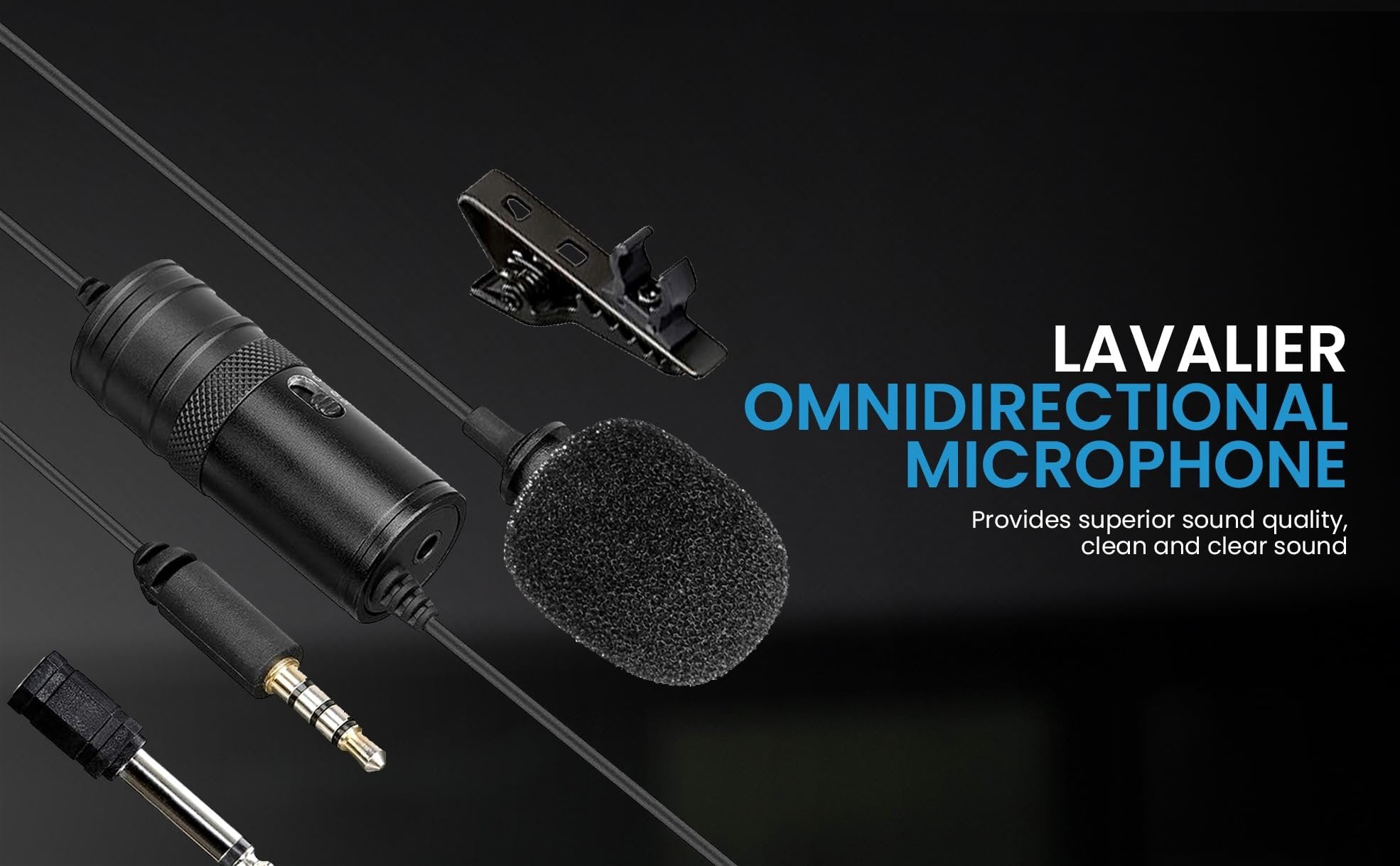 iDance Lavalier Microphone for Cell Phone, Wired Lapel Clip On Small Mic, Wearable Shirt Tiny Lav Microphone for Studio Recording, Content Creation, Omnidirectional Mini Microphone Android