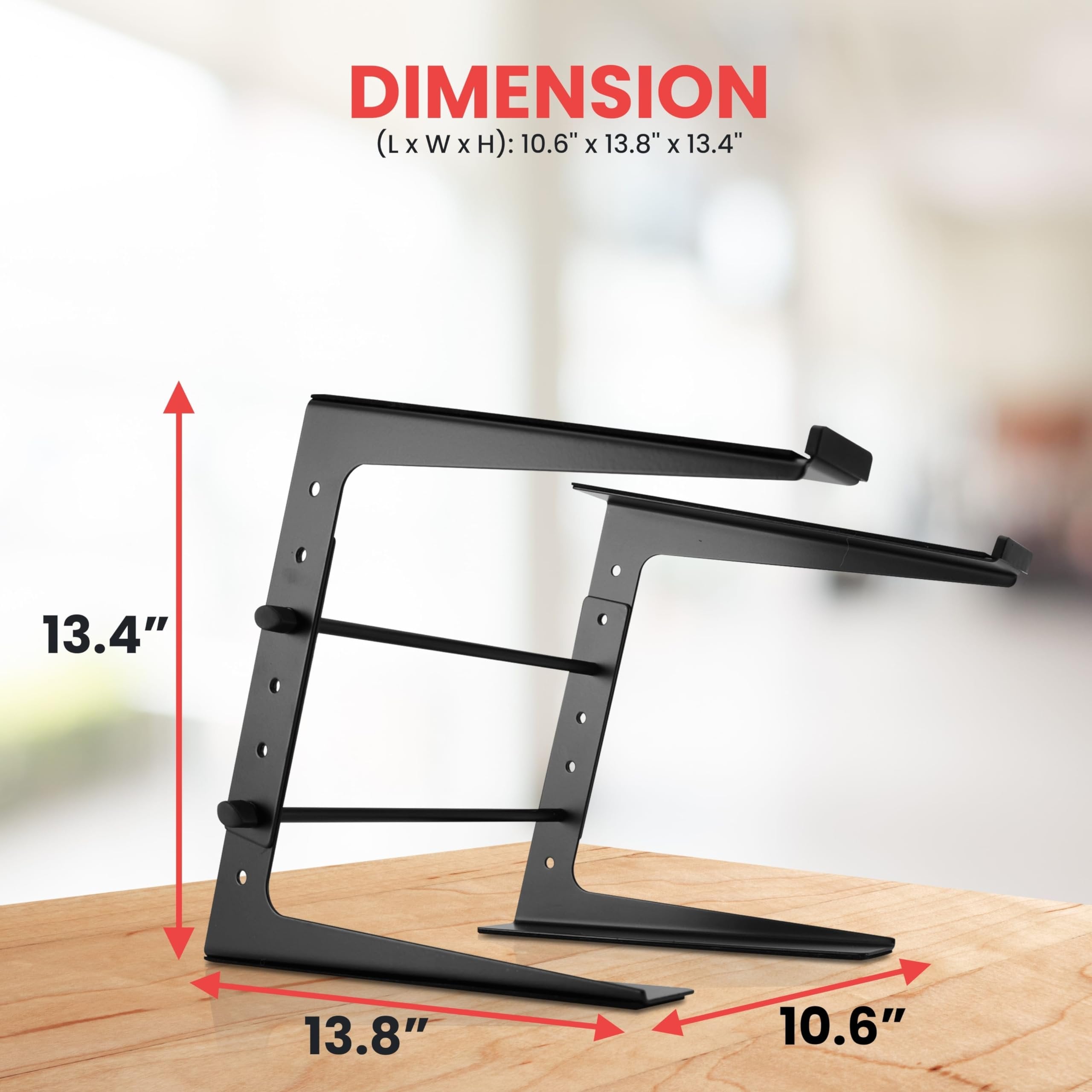 Pyle Portable Adjustable Laptop Stand - 6.3 to 10.9 Inch Anti-Slip Standing Table Monitor or Computer Desk Workstation Riser with Level Height Alignment for DJ, PC, Gaming, Home or Office - PLPTS25
