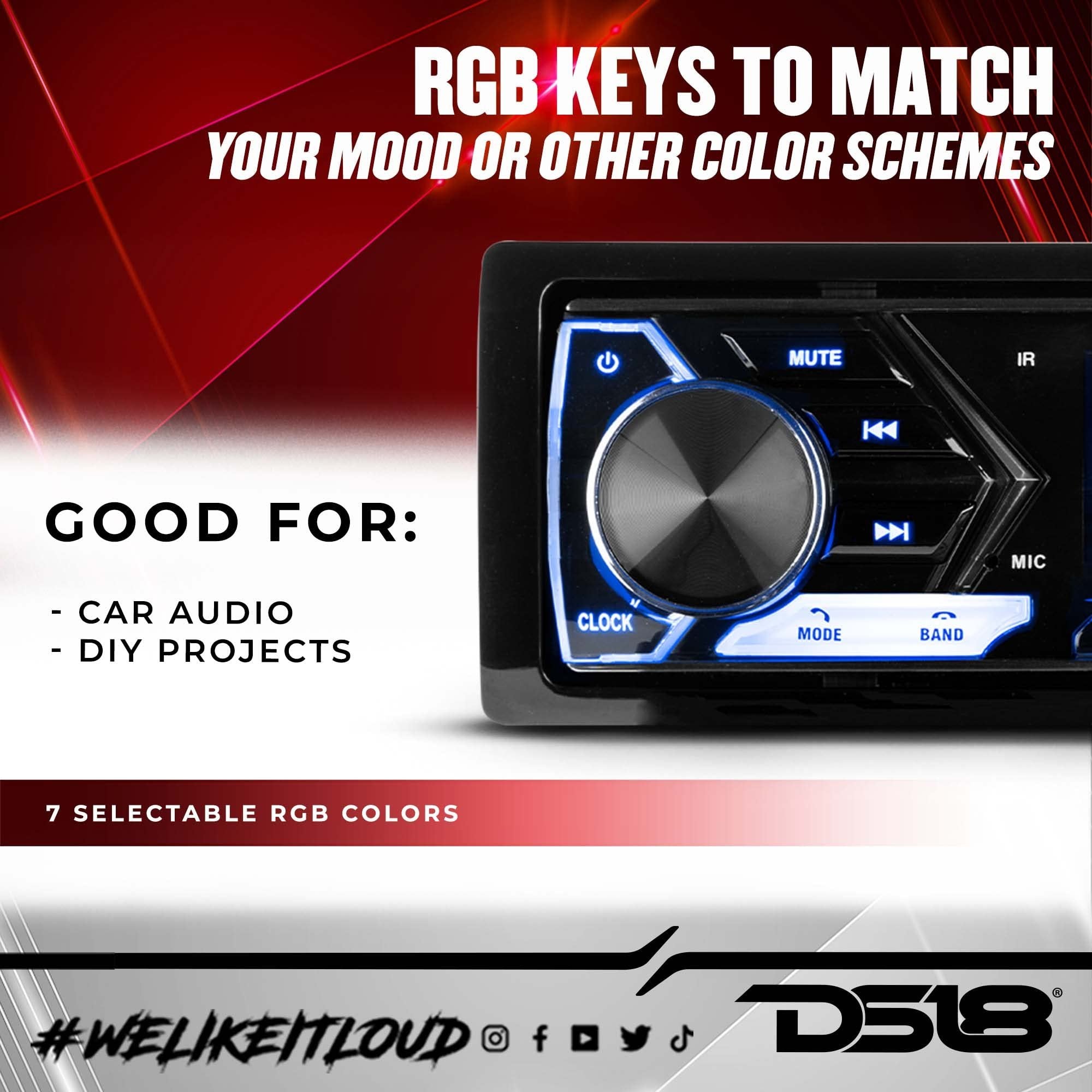 DS18 SDX1M Multimedia Car Stereo Built in Bluetooth 7 Volt Preouts- Single Din Mechless Digital Media Receiver Dual USB SD AUX Input AM FM Car Radio Remote Quick Charge Hands Free