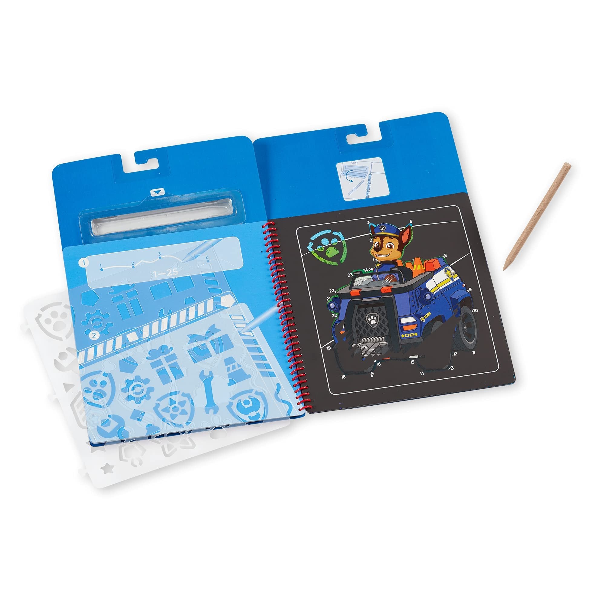 Melissa & Doug PAW Patrol Scratch Art Pad - Chase Colour Reveal Travel Activity Pad