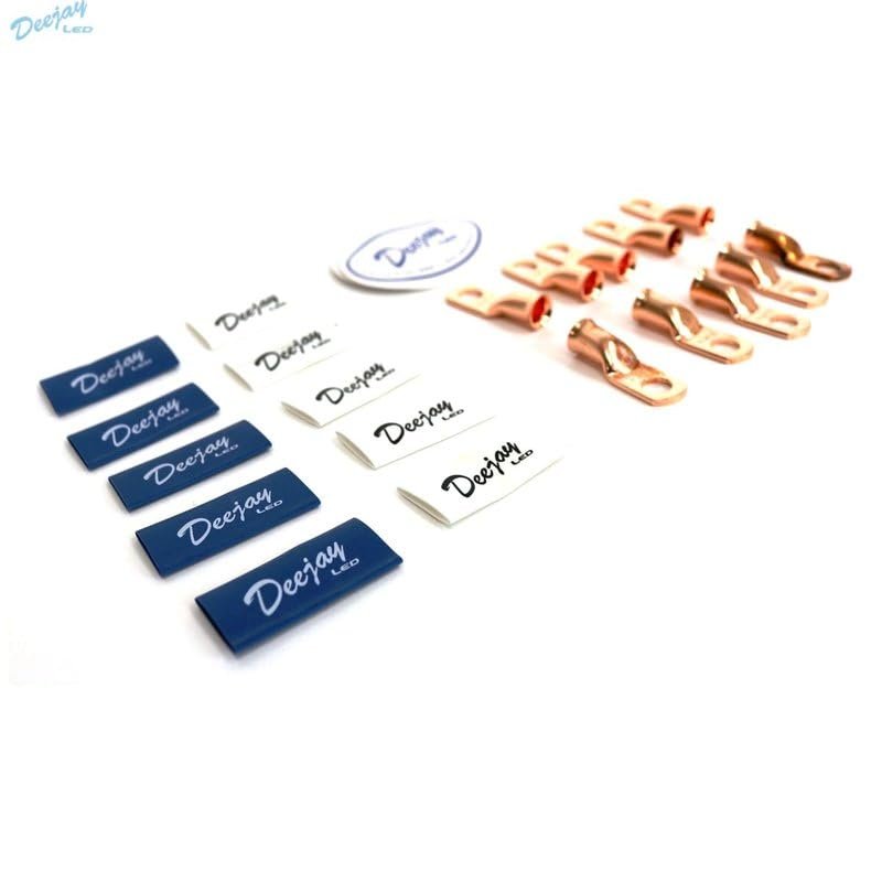 DEEJAY LED TBH4GA10BLUEWHITE DJL 10-Pack Crimp Connector Style for 4 Gauge Wire Blue/White Tube Insulators