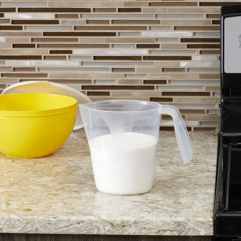 Home Basics 1000 ml Plastic Measuring Cup with Raised Measurement Markings, Clear | Balanced Handle | V-Shaped Spout | Easy to Read