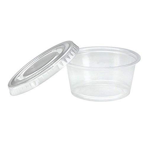 Premium Plastic Portion Cups with Lid (2 Oz.) 50 Pieces - Stackable, Leak-Proof & Crystal Clear, Perfect for Meal Prep, Snacks & Dips
