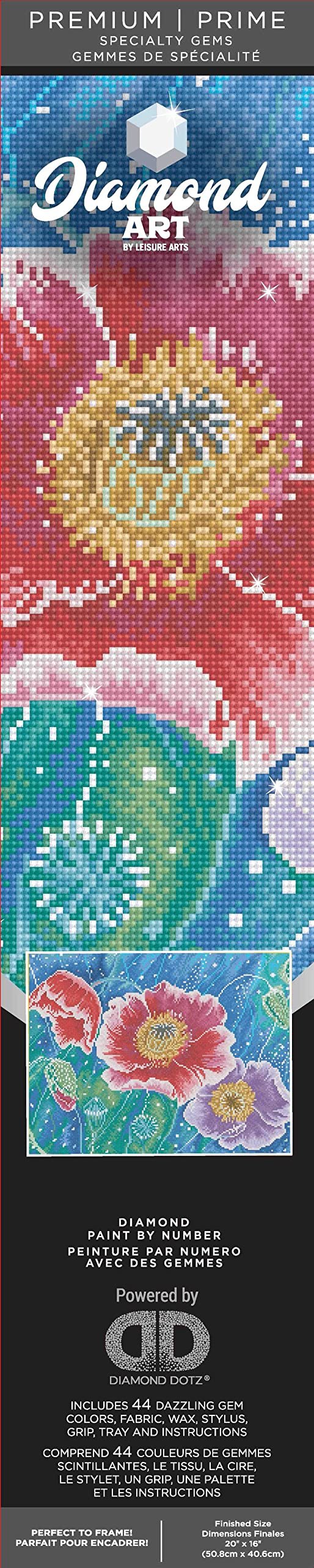 Diamond Art By Leisure Arts Batik Poppies, 16"X20", Advanced Diamond Painting Kits For Adults, Art For Adults, Kit, Painting