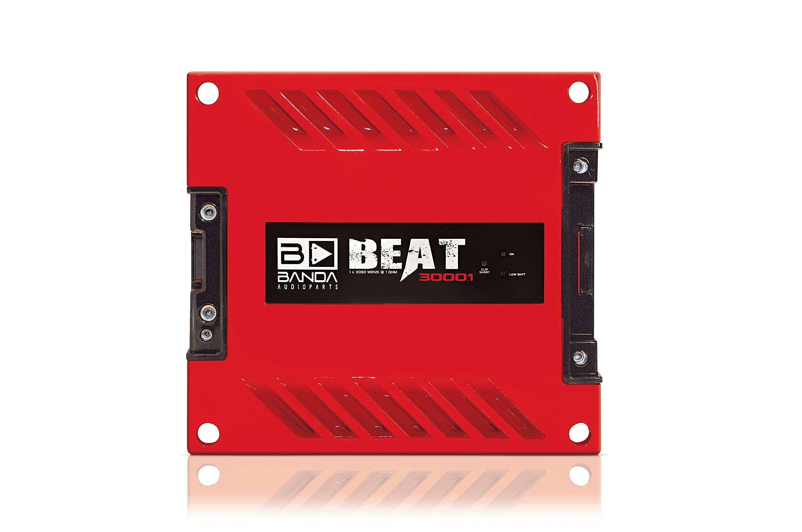 1-Ch. Vehicle Audio Bass Amplifier - 3000Watts High-Powered Mono Bass Amplifier w/Subsonic Filter and Low Pass Filter Stable at 1 ohm, LED Indicators, Sound Specialization, Red - BANDA BEAT3000.1RED