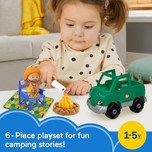 Fisher-Price Little People Toddler Toy Time to Camp 6-Piece Set for Preschool Pretend Play Ages 1+ Years
