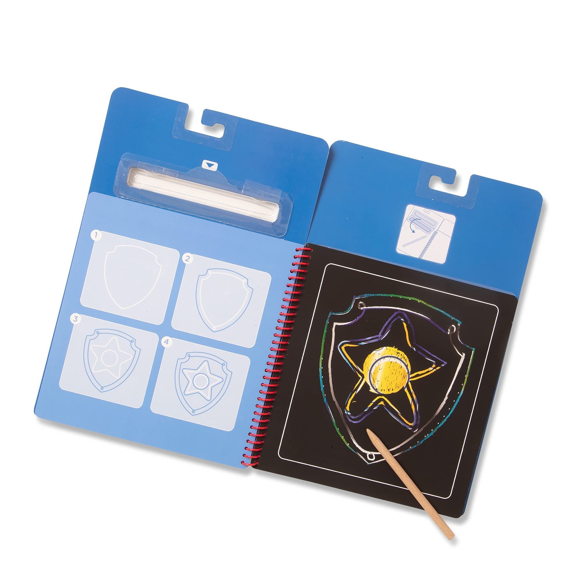 Melissa & Doug PAW Patrol Scratch Art Pad - Chase Colour Reveal Travel Activity Pad