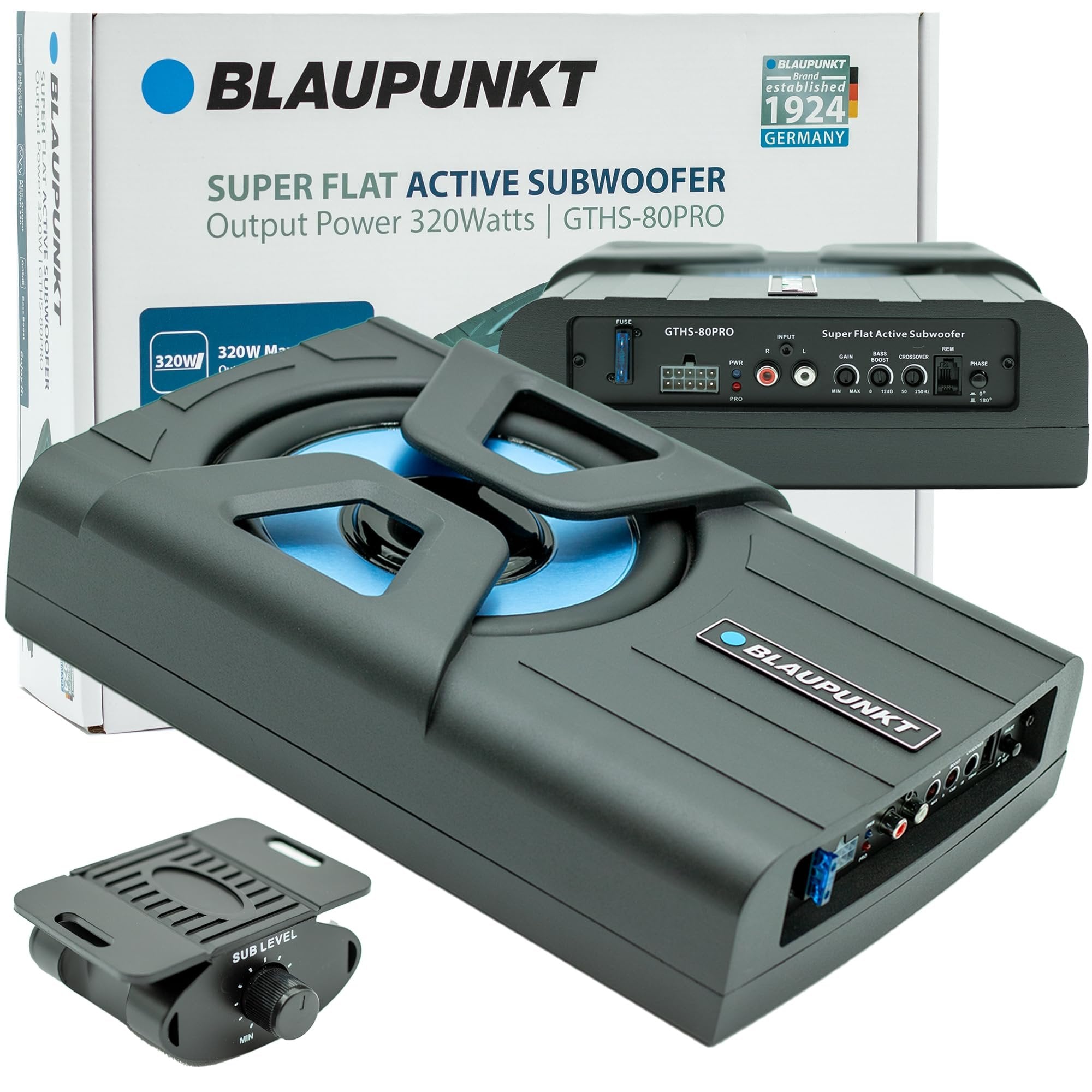 BLAUPUNKT GTHS80PRO 8-inch Amplified PRO Powered Subwoofer Enclosure Car Audio Speaker System Built-in Amplifier Under-Seat Simplifies Installation