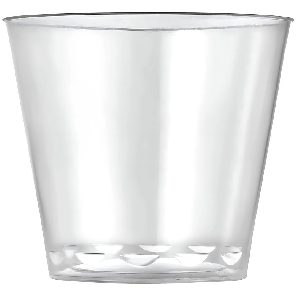 Hanna K. Signature 100 Count Shot Glasses Premium Clear Hard Plastic 1oz Disposable Cups, Ideal for Jello Shots, Wine Tasting, Condiments, Sauce, Dipping, Samples