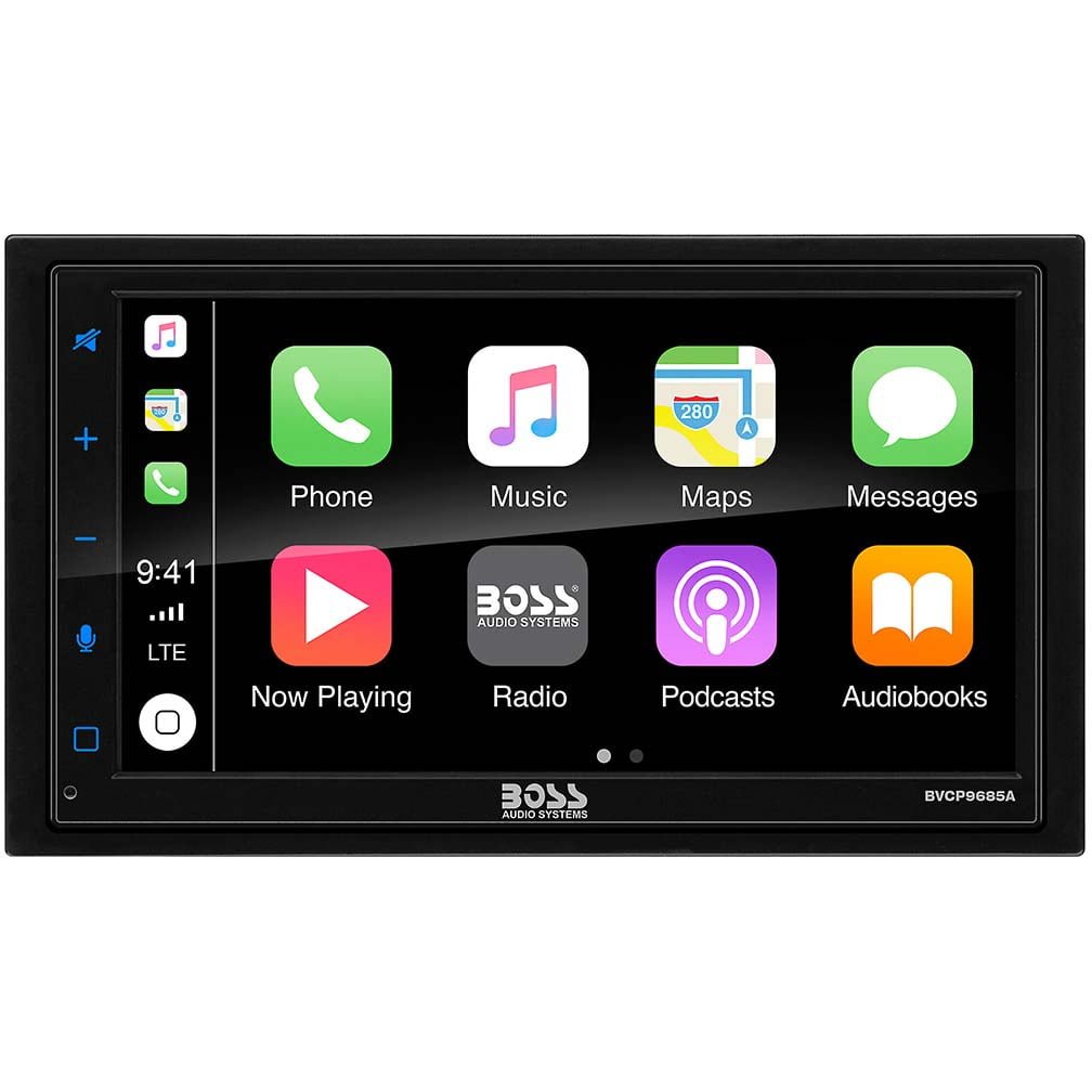 BOSS 6.75” Double DIN MECHLESS Fixed Face Touchscreen Receiver with Android Auto/Apple CarPlay BT