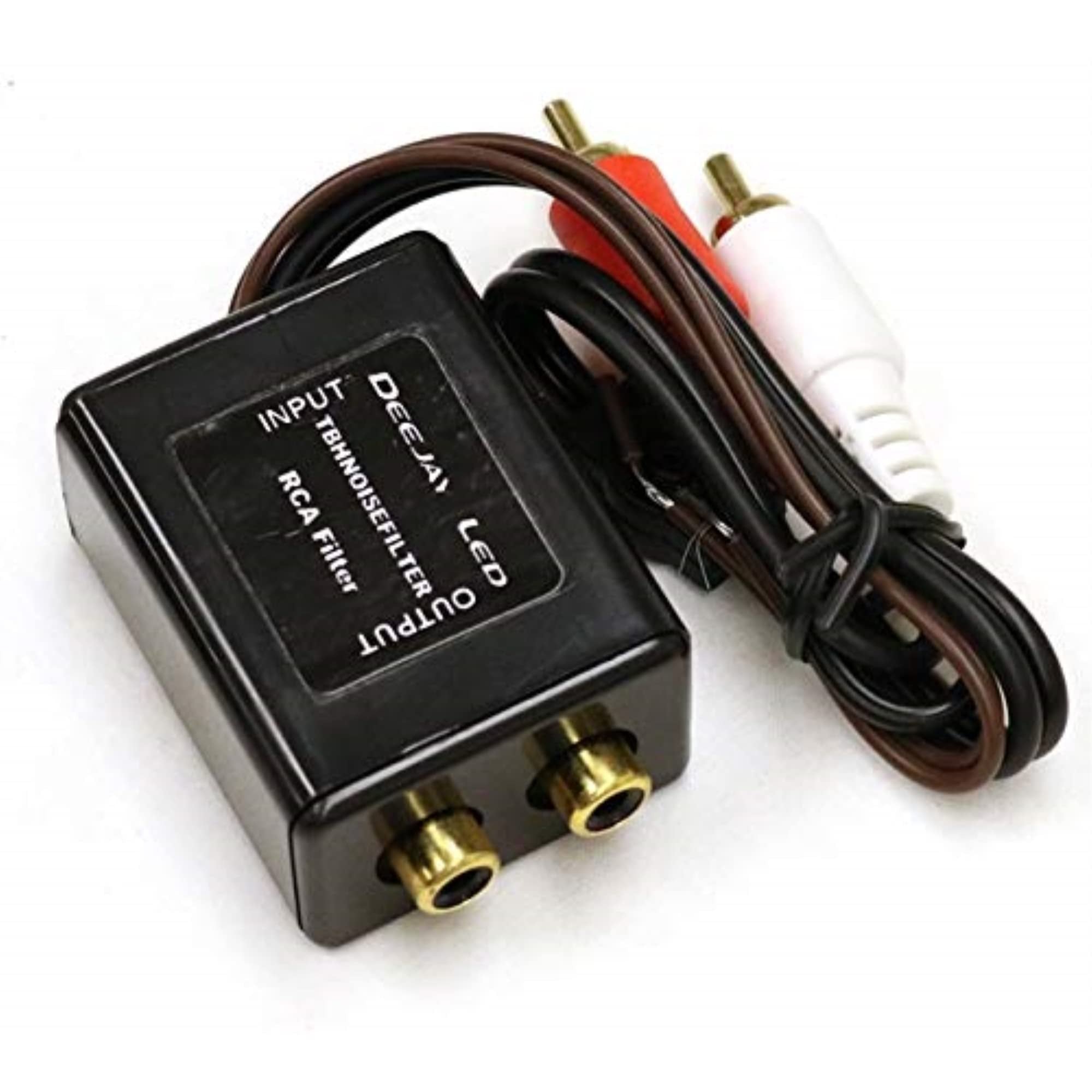 DEEJAY LED RCA Ground Loop Isolation Noise Filter for use with car stereos Where a Whistle Noise is Heard - TBHNOISEFILTER