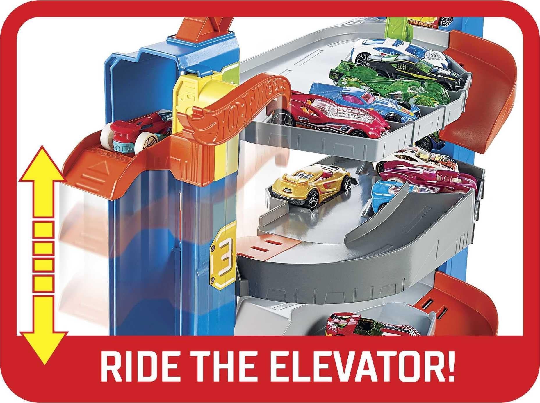 Hot Wheels City Stunt Garage Play Set Gift Idea for Ages 3 to 8 Years Elevator to Upper Levels Connects to Other Sets