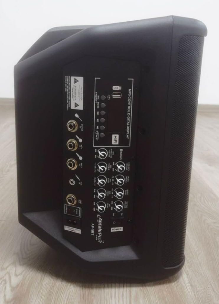 ANTAKIPRO AP-8BT 8-inch AC-DC Powered DJ PA Speaker Bluetooth System Cabinet with Digital Signal Processor 400 Watts Rms 90-240 Volts Automatic
