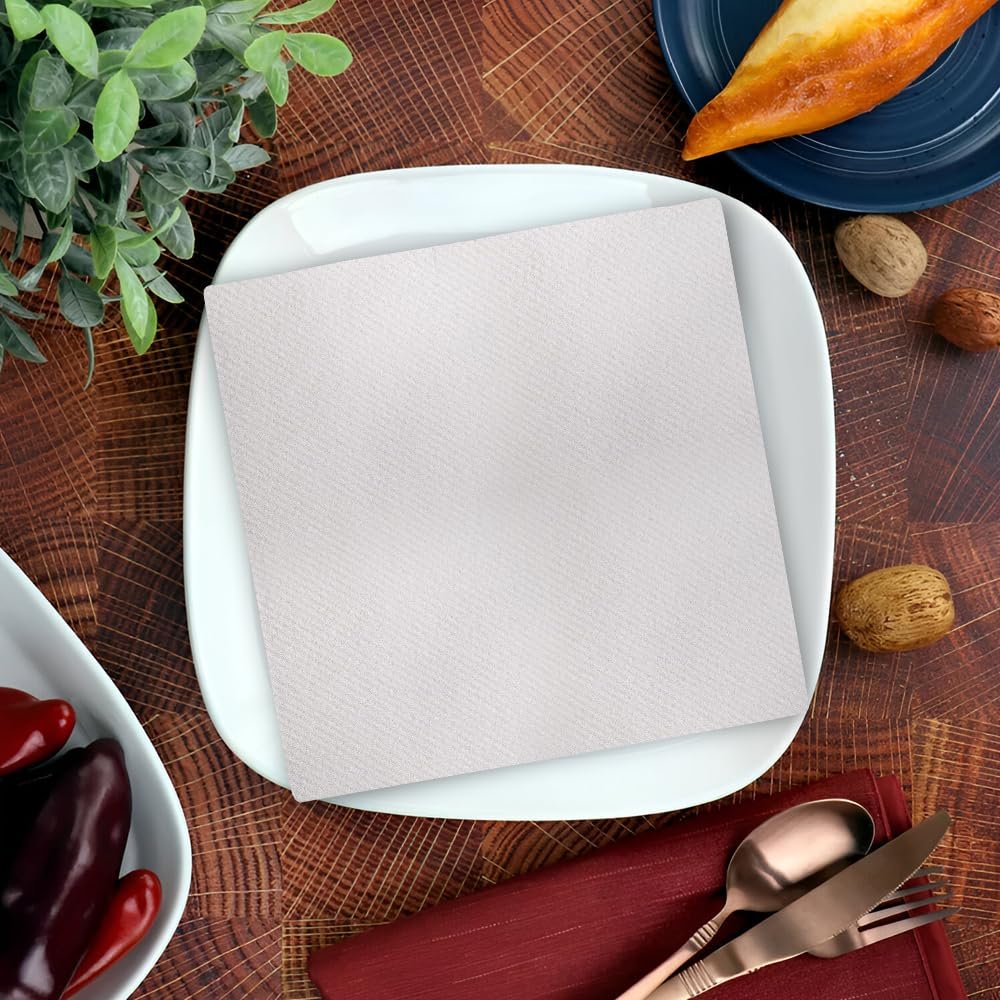 Premium White Quilted Cloth-Like Dinner Napkin - 1/4 Fold (Pack of 30) - Absorbent Paper Napkin - Perfect for Any Occasion