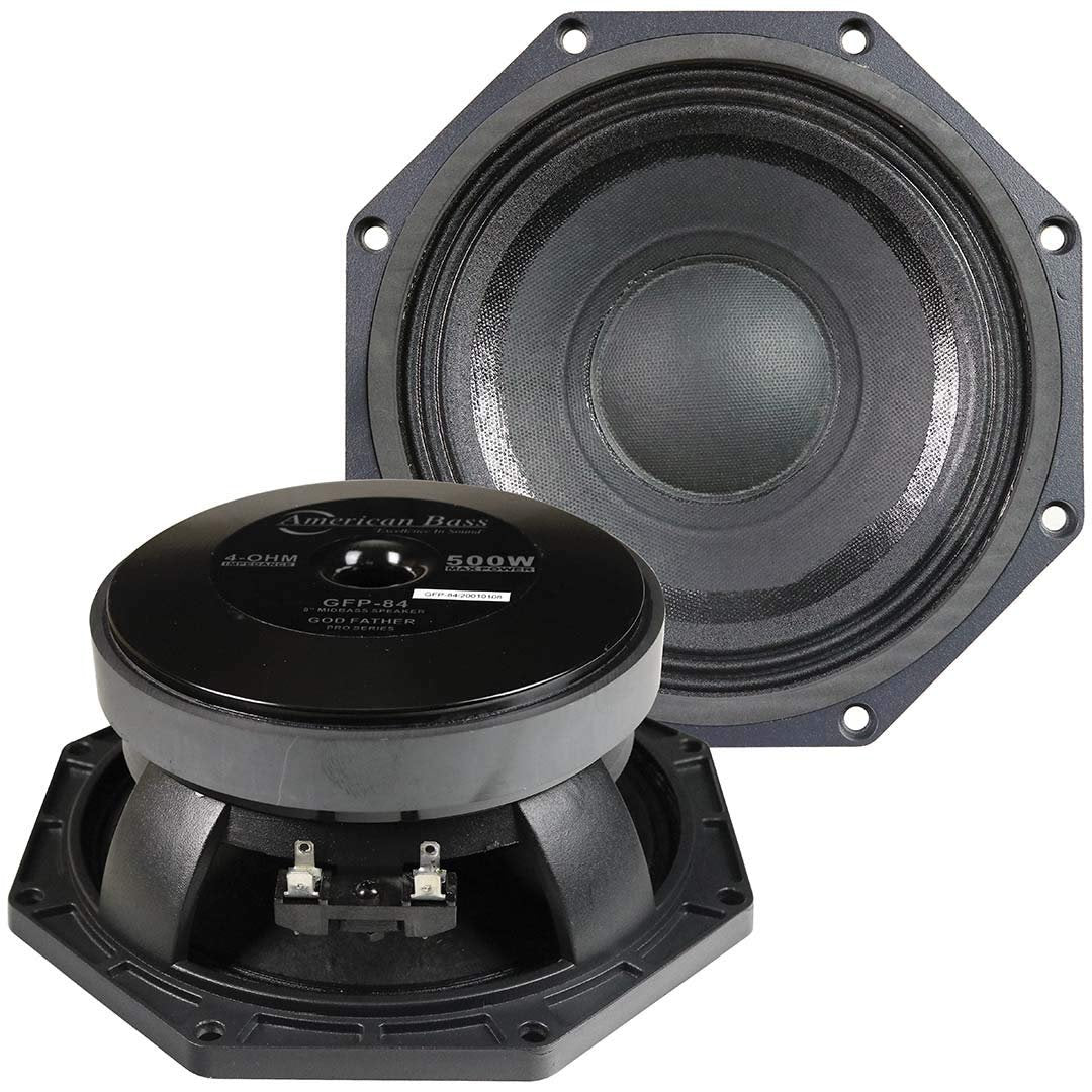 .AVD. American Bass Godfather 8 inches Midrange Car Speaker, 500 Watt Maximum Power, Mid Bass Car Audio Stereo Woofer Loudspeaker, 8 inch 4 Ohm Voice Coil