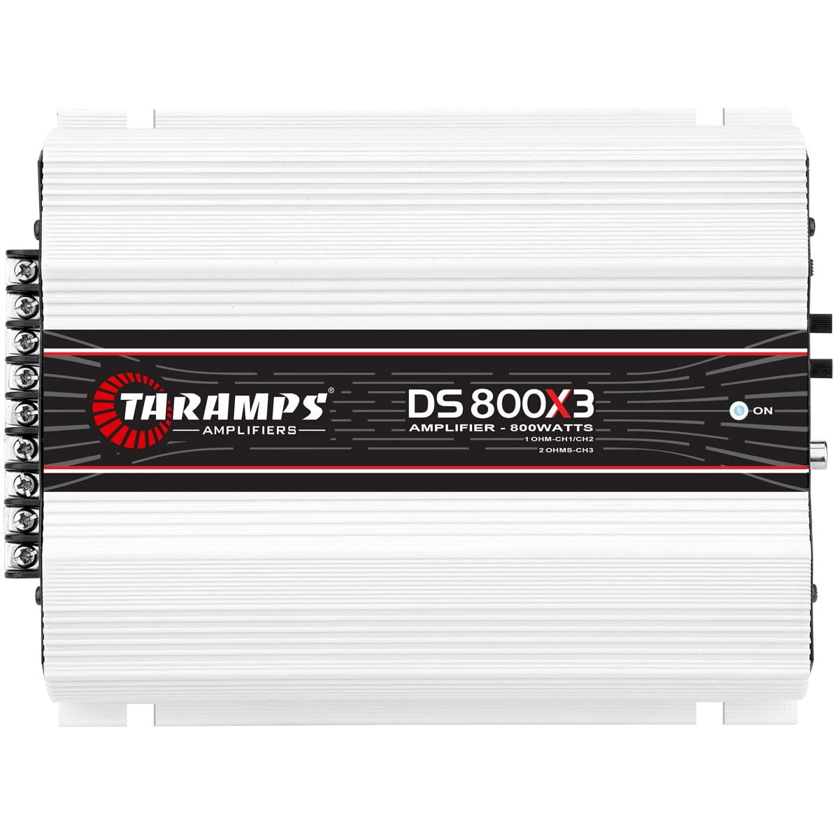 TARAMPS DS800X3.1 DS 800x3 800 Watts RMS 3 Channels 1 Ohm Amplifier Multichannel Class D Full Range, Crossover High/Low Pass Bridgedable, Aluminium, RCA, Car Show Power System