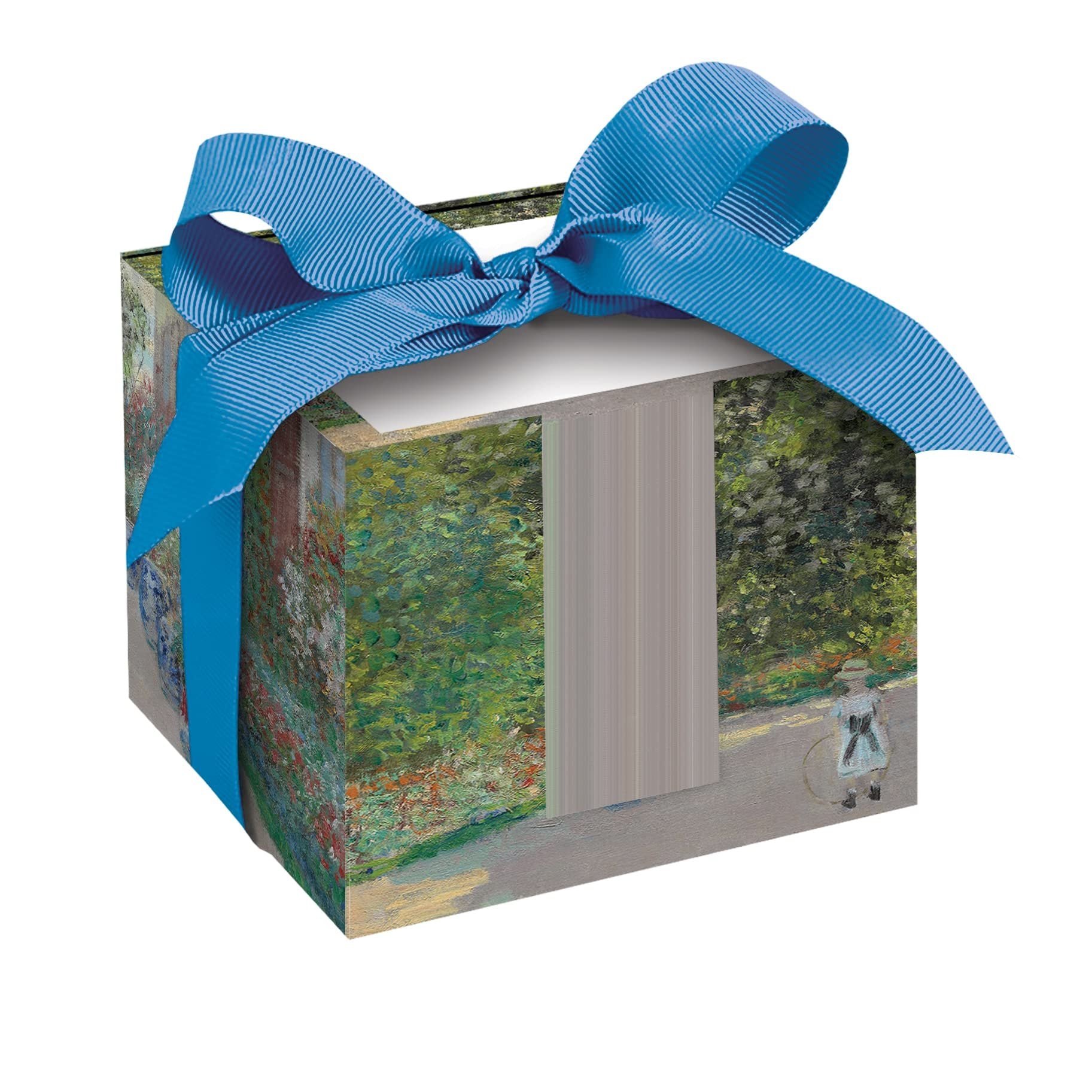 Decorative Fine Art Non-Stick Note Cube Paper Pad 4-Inch, 700 Sheets | Memo Cube with Thick Pages, Matching Ribbon, Beautiful Desk Display Box (Monet Artist’s House)