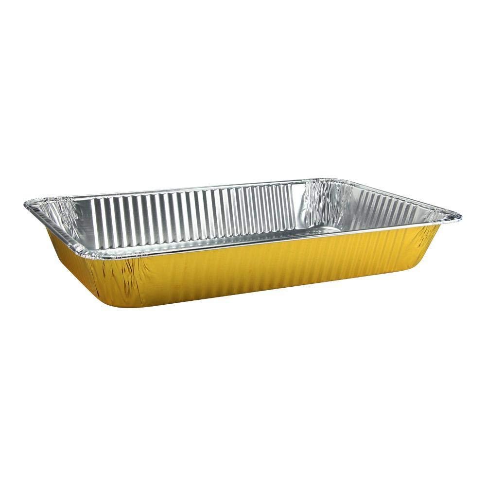Kingzak Yellow Aluminum Pan - Full Size (50 Count) - Stylish and Durable Bakeware for Cooking and Serving