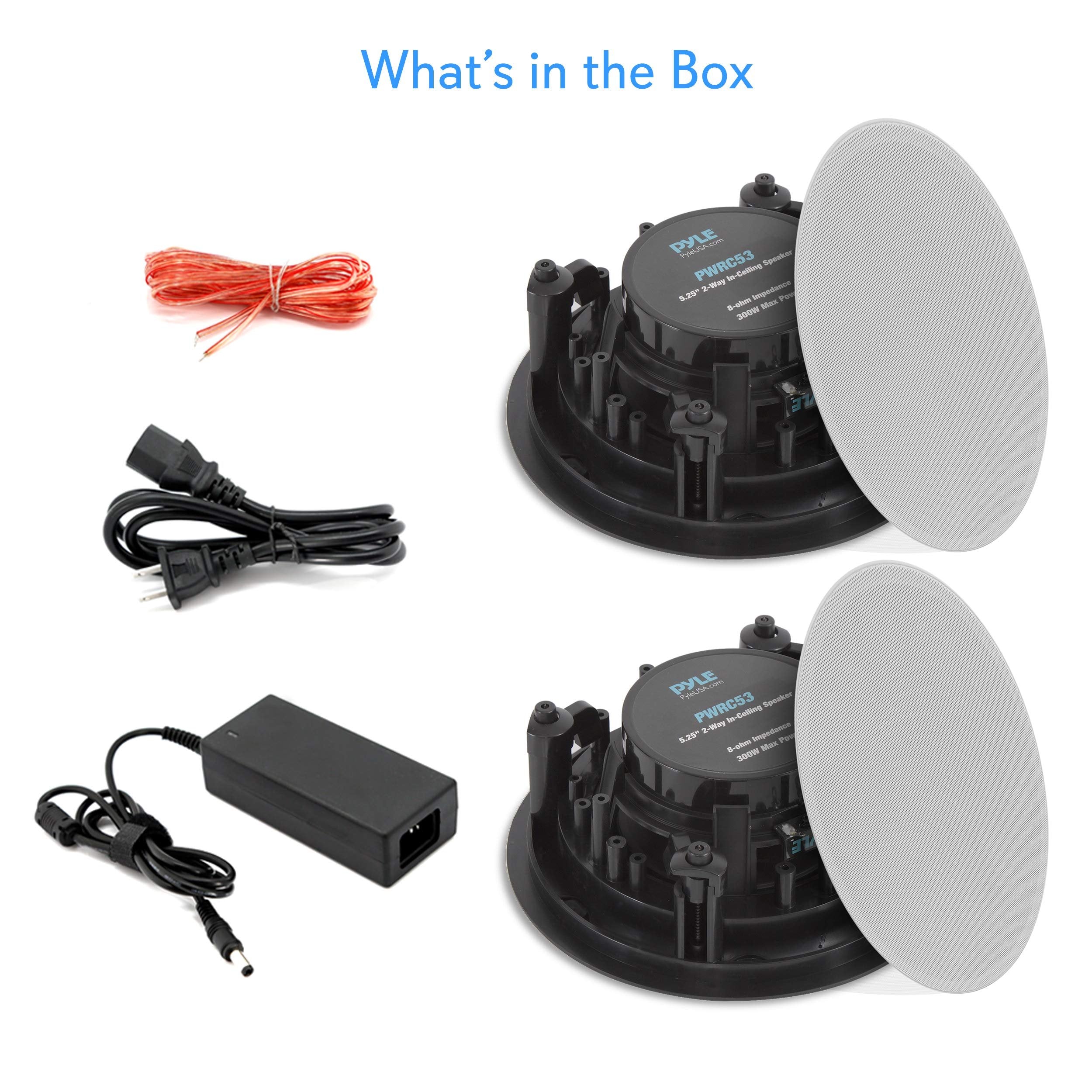 Pyle 6.5” Ceiling Wall Dual Speakers - 2-Way Full Range Stereo Sound (Pair) Universal Flush Mount Design w/ 70Hz - 20kHz Frequency Response 480 Power Watts Peak & 2 Magnetic Speaker Grills PWRC63