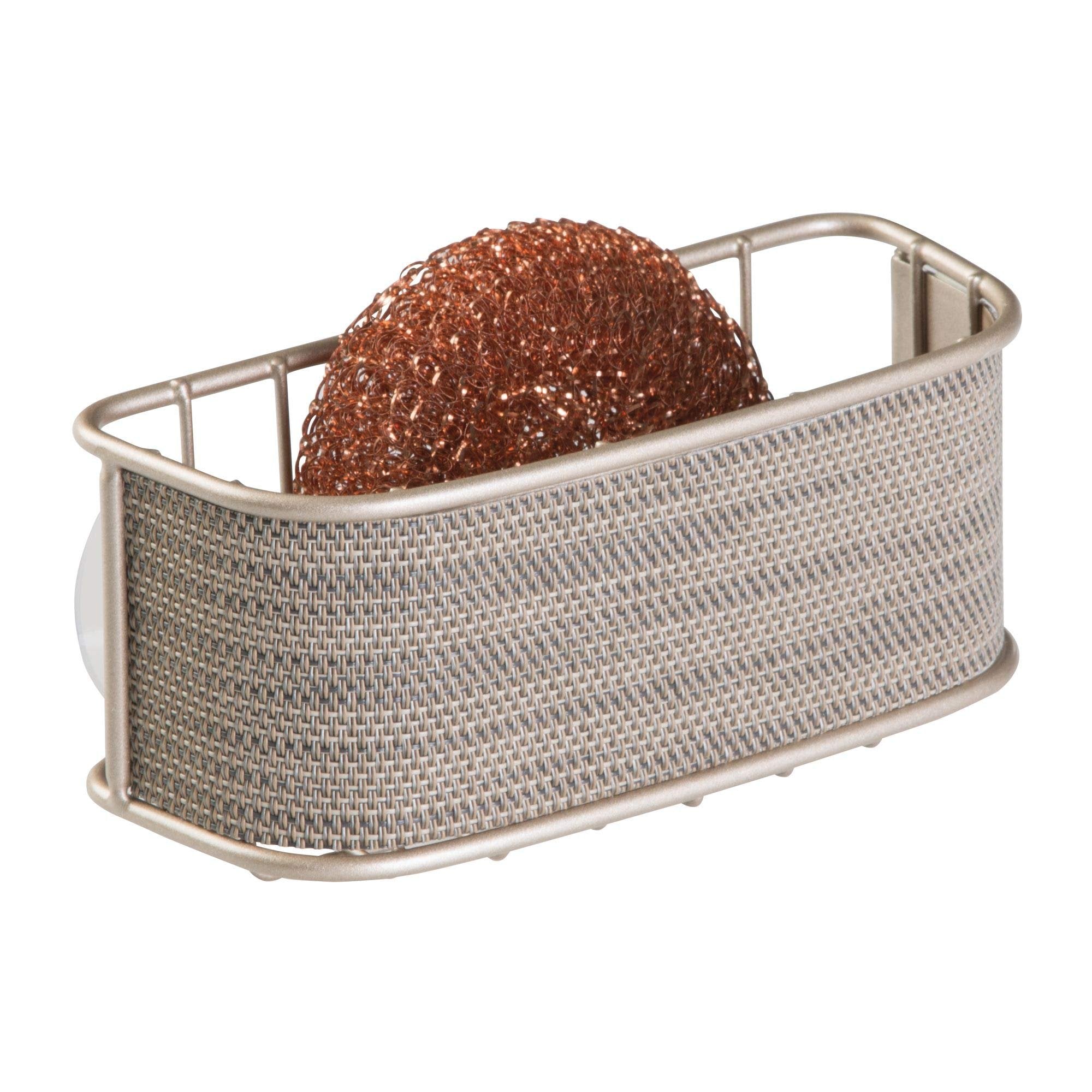 iDesign Twillo Suction Sink Center, 7.62 x 16.51 x 6.604 cm, Pearl Champagne, 4 Piece