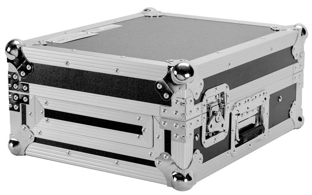 Superior Fly Drive Case For Pioneer DJM400 Pro Mixer or Similarly Sized Equipment w/Laptop Shelf w/Wheels, One chrome plated heavy duty spring loaded retractable carry handles. DEEJAY LED TBH10MIXLT