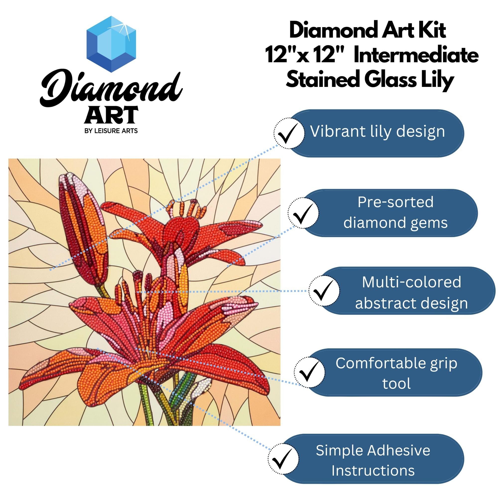Leisure Arts Lily Diamond Art KIT 12"