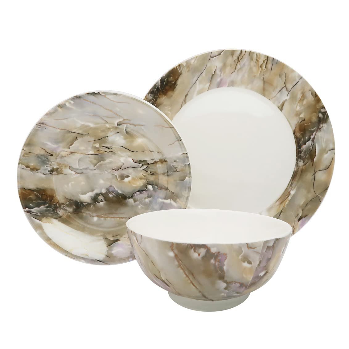 Godinger Dinnerware Set Truxton Dinner Plate, Salad Plate, Soup Bowl - 12 Piece Set