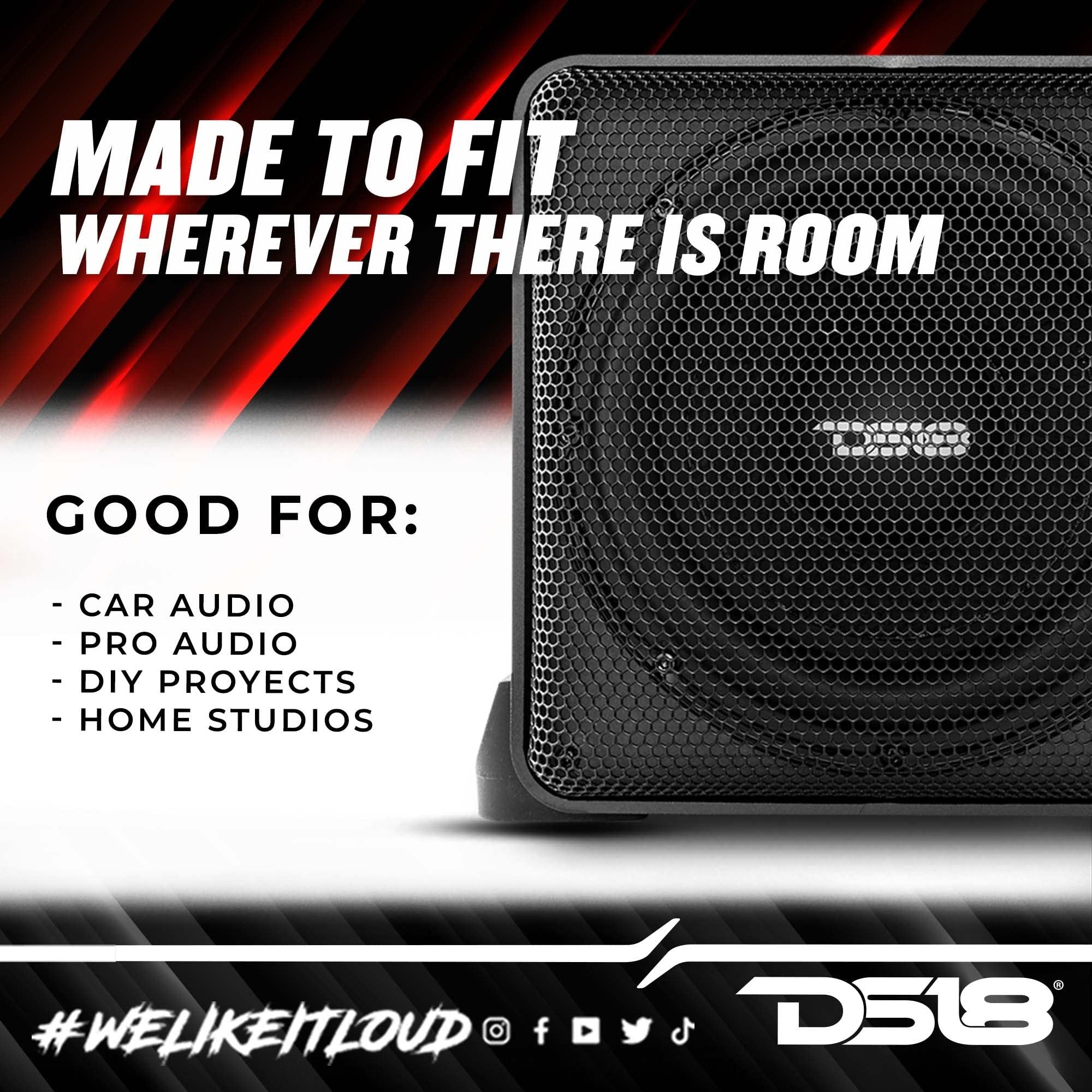 DS18 SQ82 8" Car Audio Subwoofer with High End Aluminum Enclosure 1200 Watts Dual Voice Coil 4+4 Ohm - Modern Sub That Fits in Any Setting (1 Speaker)