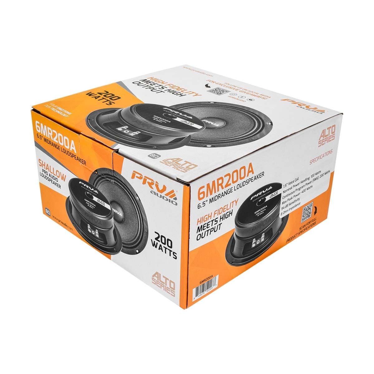 PRV AUDIO 6.5 Inch Shallow Midrange Speaker, 6MR200A, 200 Watts, 8 Ohm Shallow Mount Car Audio Slim Speaker, 1.5 in Voice Coil, Compact for Doors (Single)