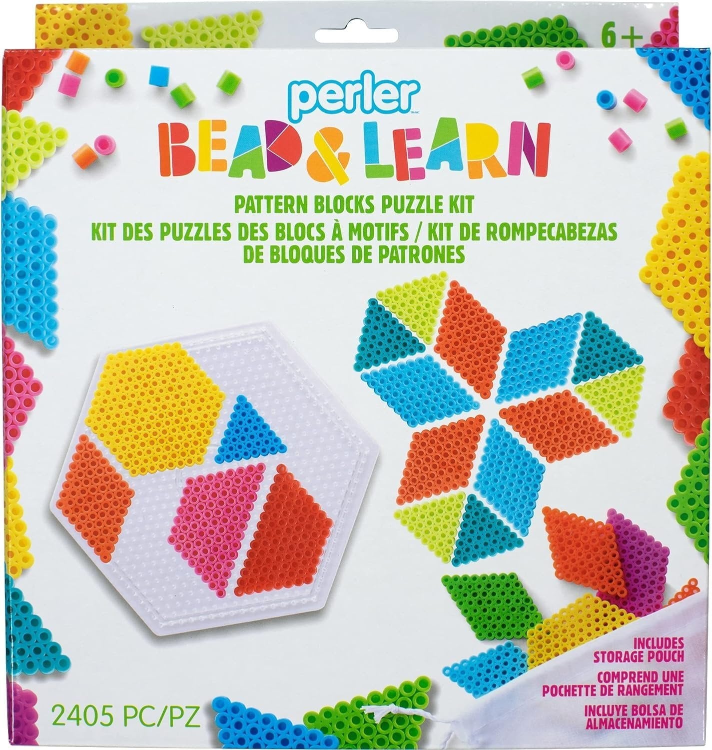 Perler Pattern Blocks Educational Fuse Bead Craft Kit for Kids, Multicolor 2404 Piece