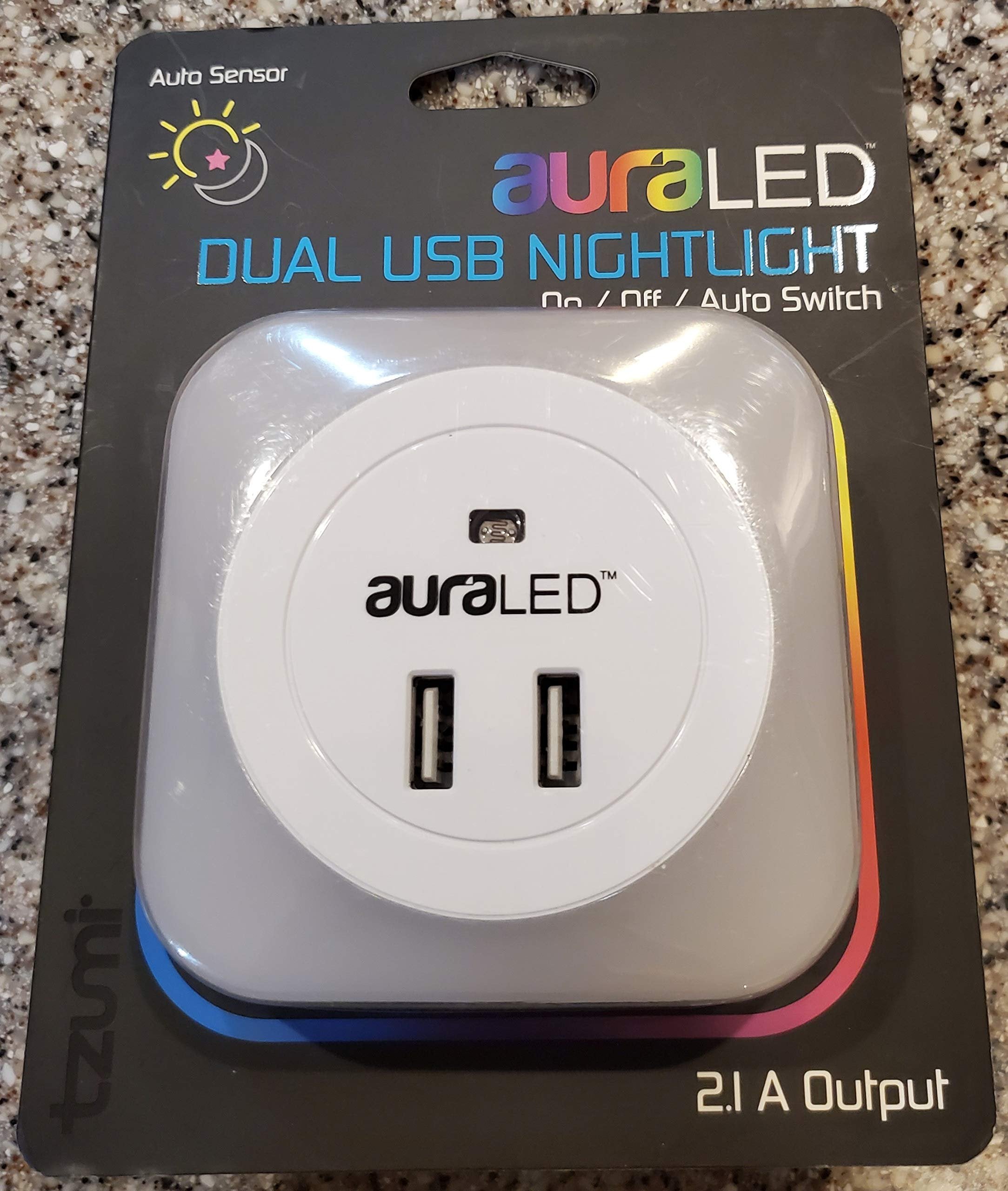 Tzumi Aura LED Dual USB NIGHTLIGHT,Black