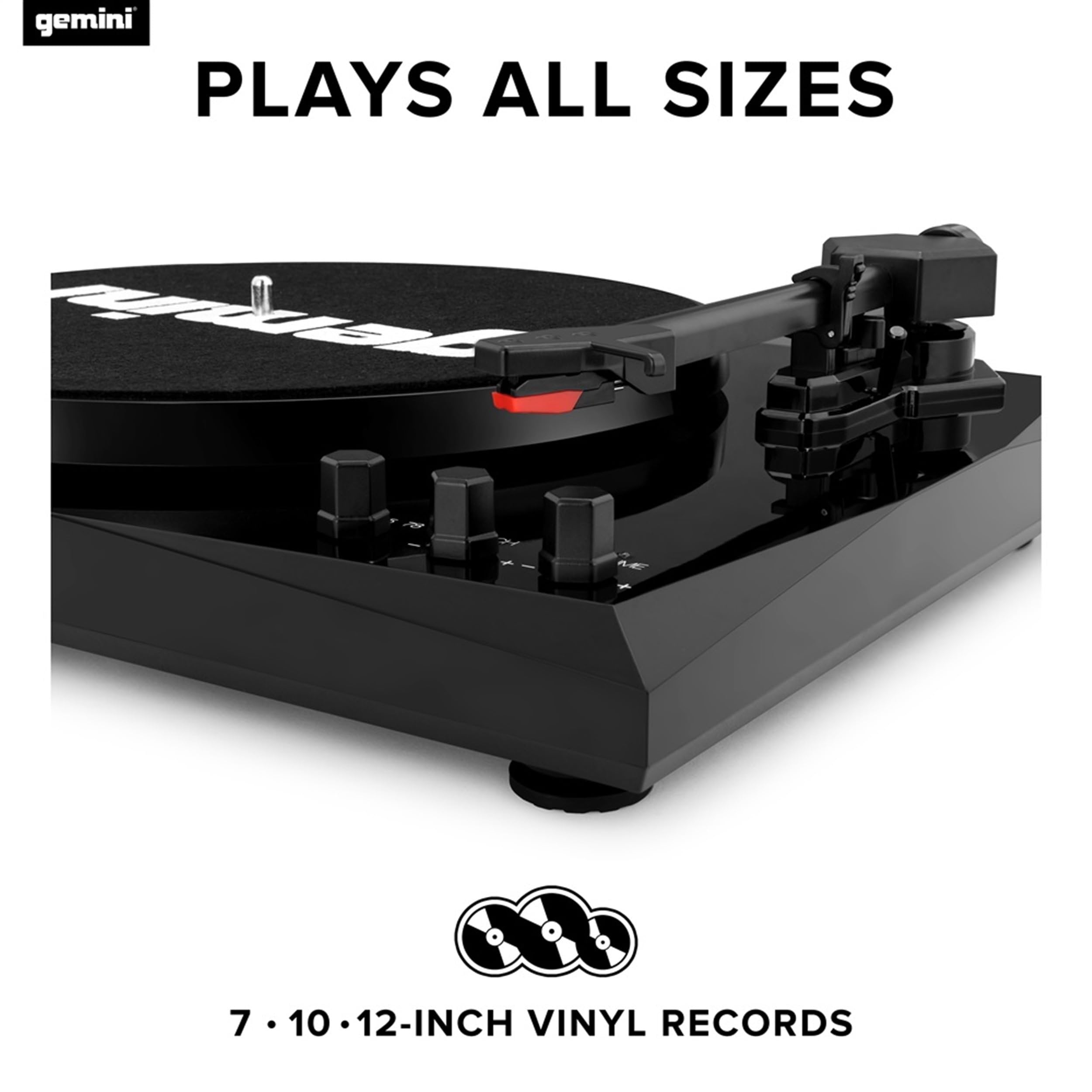 Gemini Sound TT-900 - Classic Black 3-Speed Turntable with Pitch Adjustment, Bluetooth Connectivity, and High-Fidelity Stereo Sound