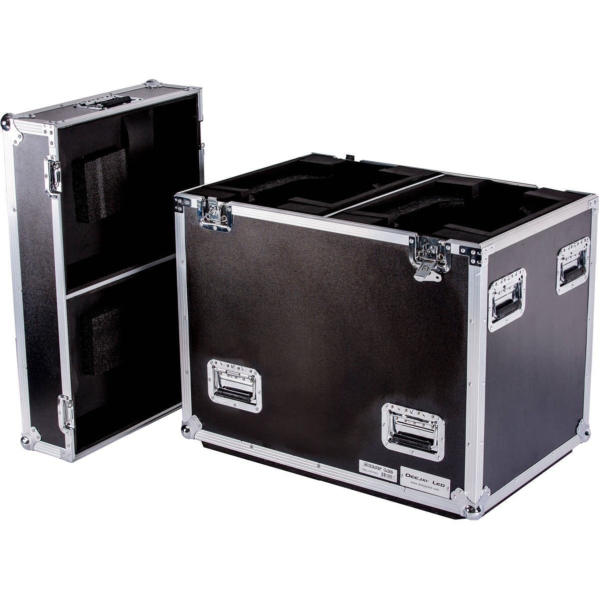 DEEJAY LED Professional Fly Drive Case For Two Platinum Lighting with Durable And Noiseless Casters including Foam Pieces to Press Lighting Tightly to Ensure Maximum Protection TBH2ELATIONWHEEL