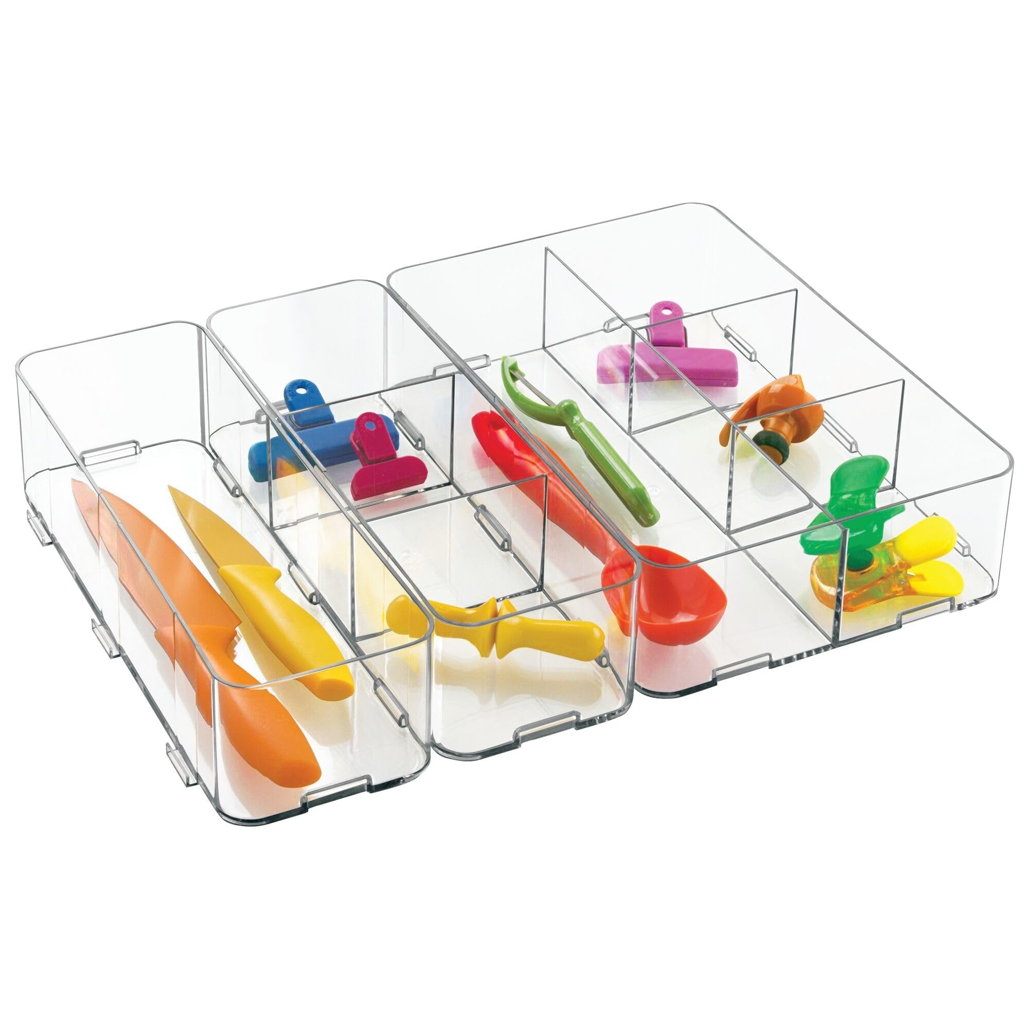 iDesign Clarity Interlocking Drawer Organizer 4" x 12" x 3" - Divided