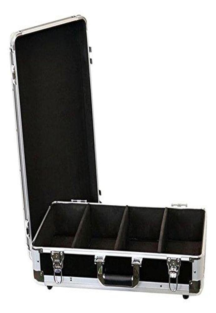 DEEJAYLED Professional Light Cd Case 4 Row Holds Up To 100 Jewel Cases And Up To 200 Plastic Sleeves Well Riveted Heavy Duty Double Edge Tongue And Groove Impact Resistant Aluminum Frame TBHECD4BK