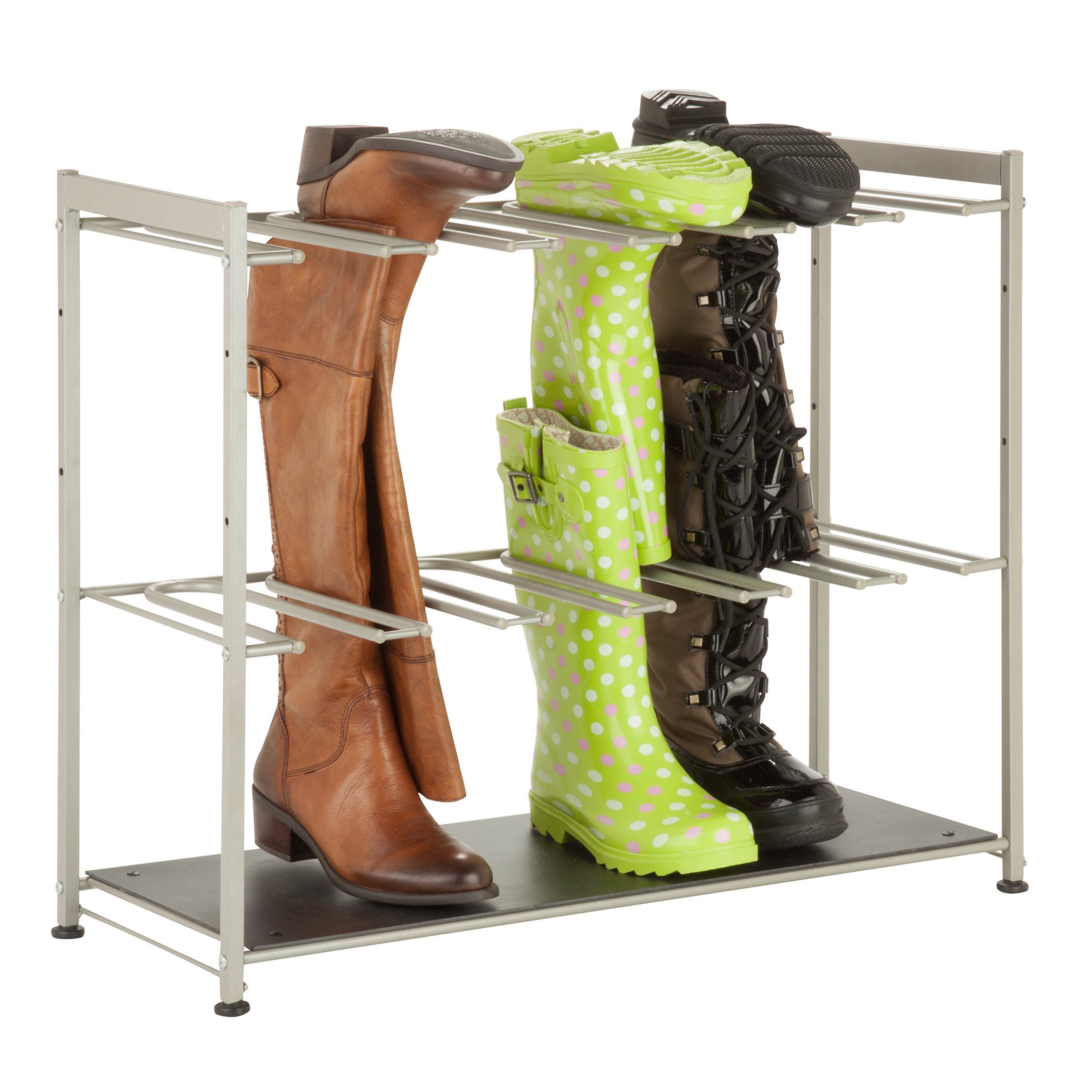 Honey-Can-Do SHO-02812 6-Pair Boot Rack, 27.5" x 10.75" x 22.5", Silver