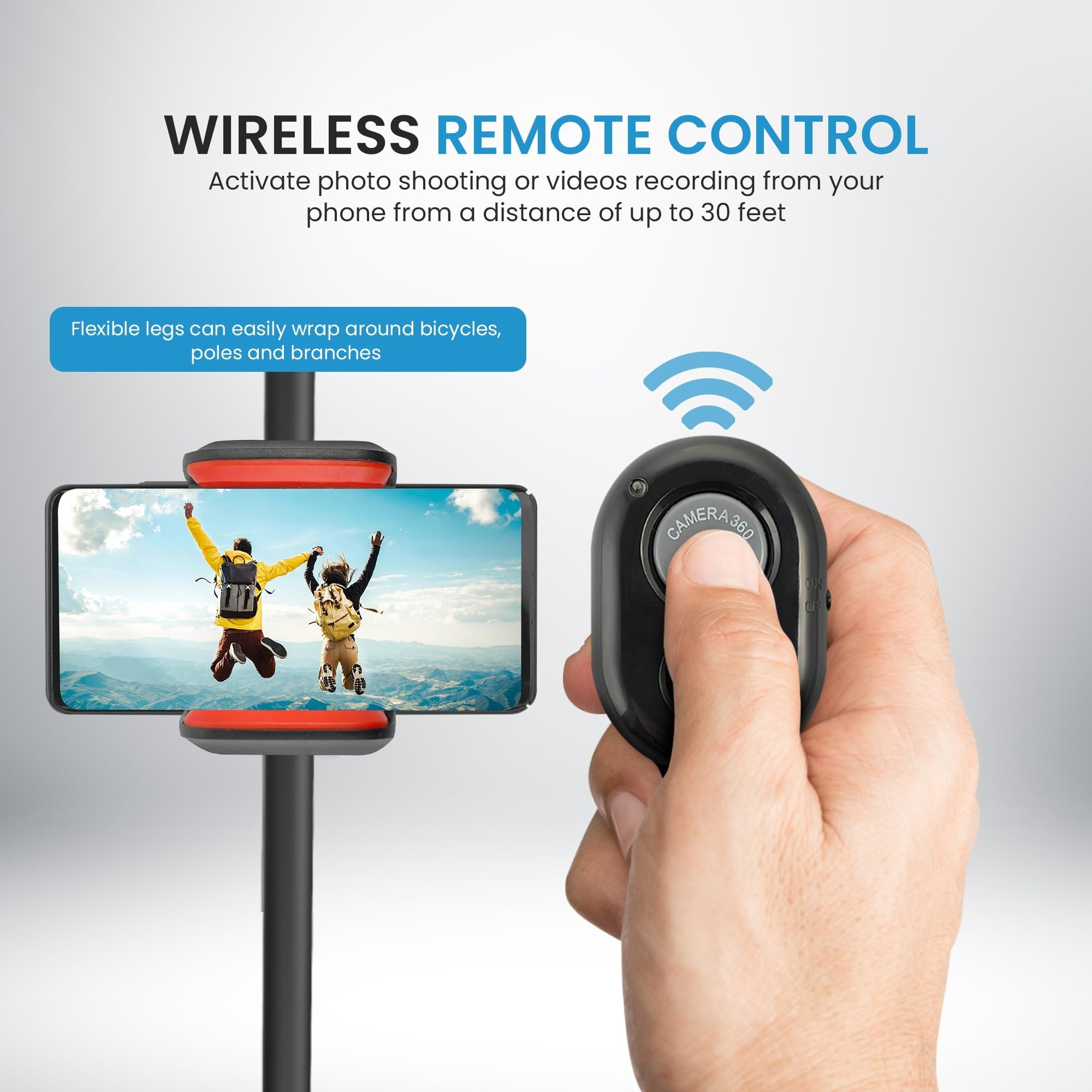 iDance MS1820 Universal Cell Phone Holder with Easy Lock and Bluetooth Remote Control Phone Mount with Clamp Camera and Mobile Phone Holder for Car