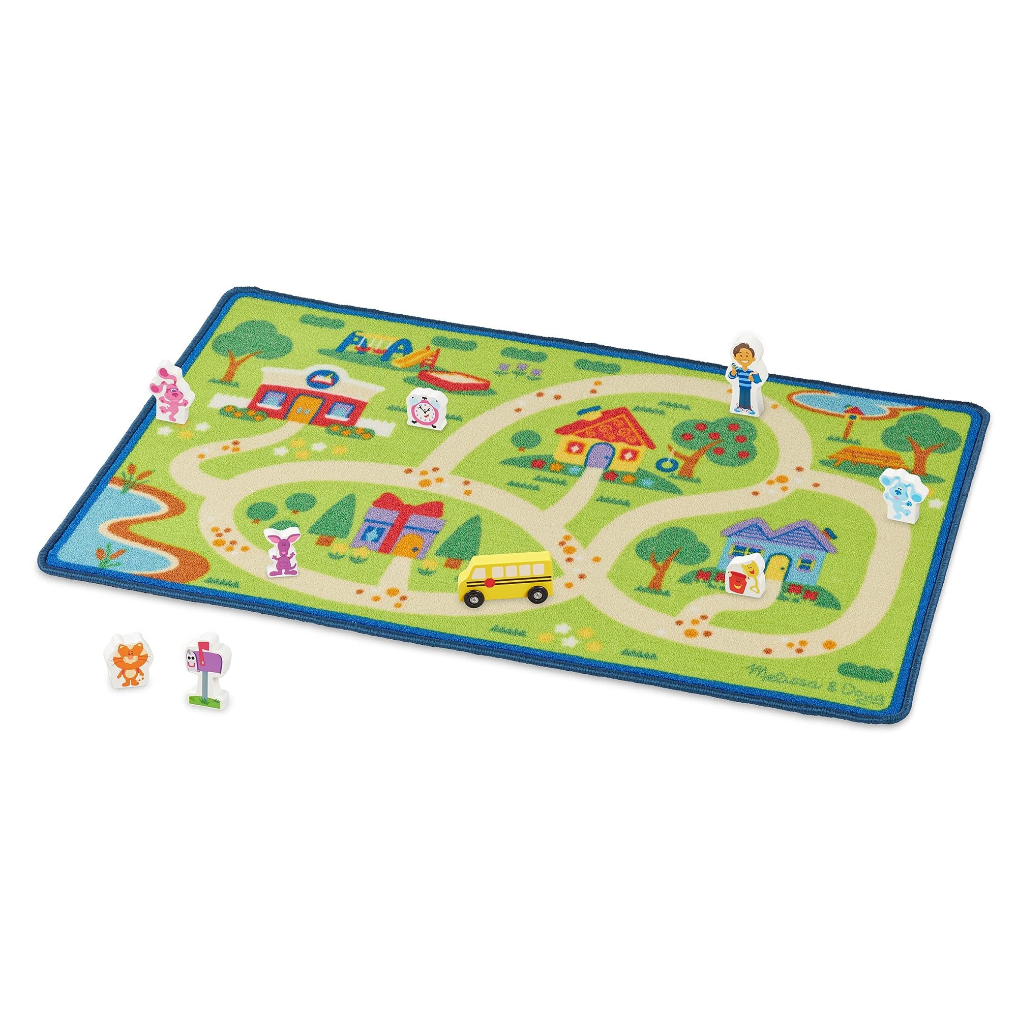Melissa & Doug Blue's Clues & You! Blue's Neighborhood Activity Rug (44 Inches x 26 Inches Rug, 9 Wooden Play Pieces)