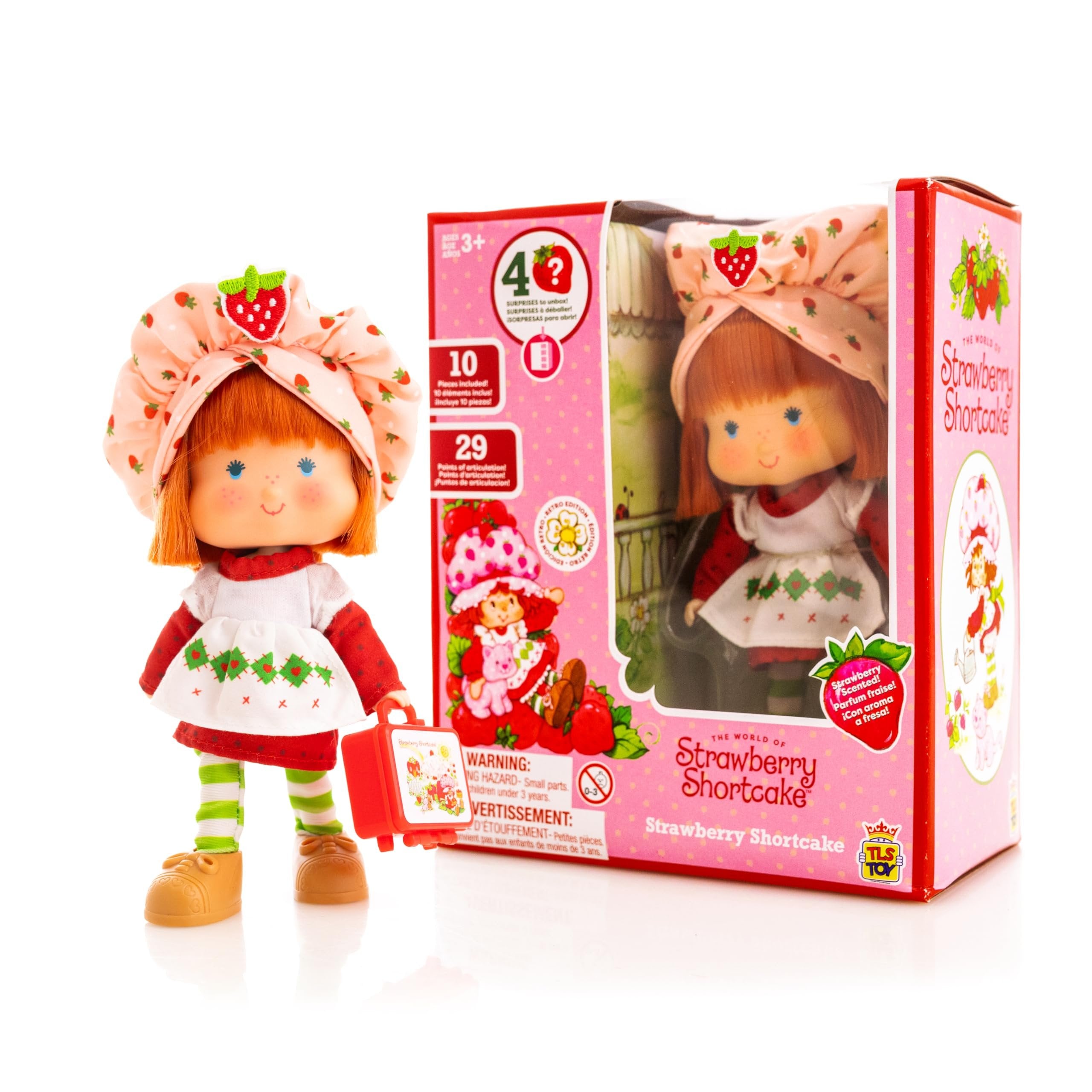 Strawberry Shortcake 'Limited Edition' Classic Version Strawberry Shortcake 5.5-inch Poseable Sweet Scented Fashion Doll with 4 Surprise Reveal Accessories