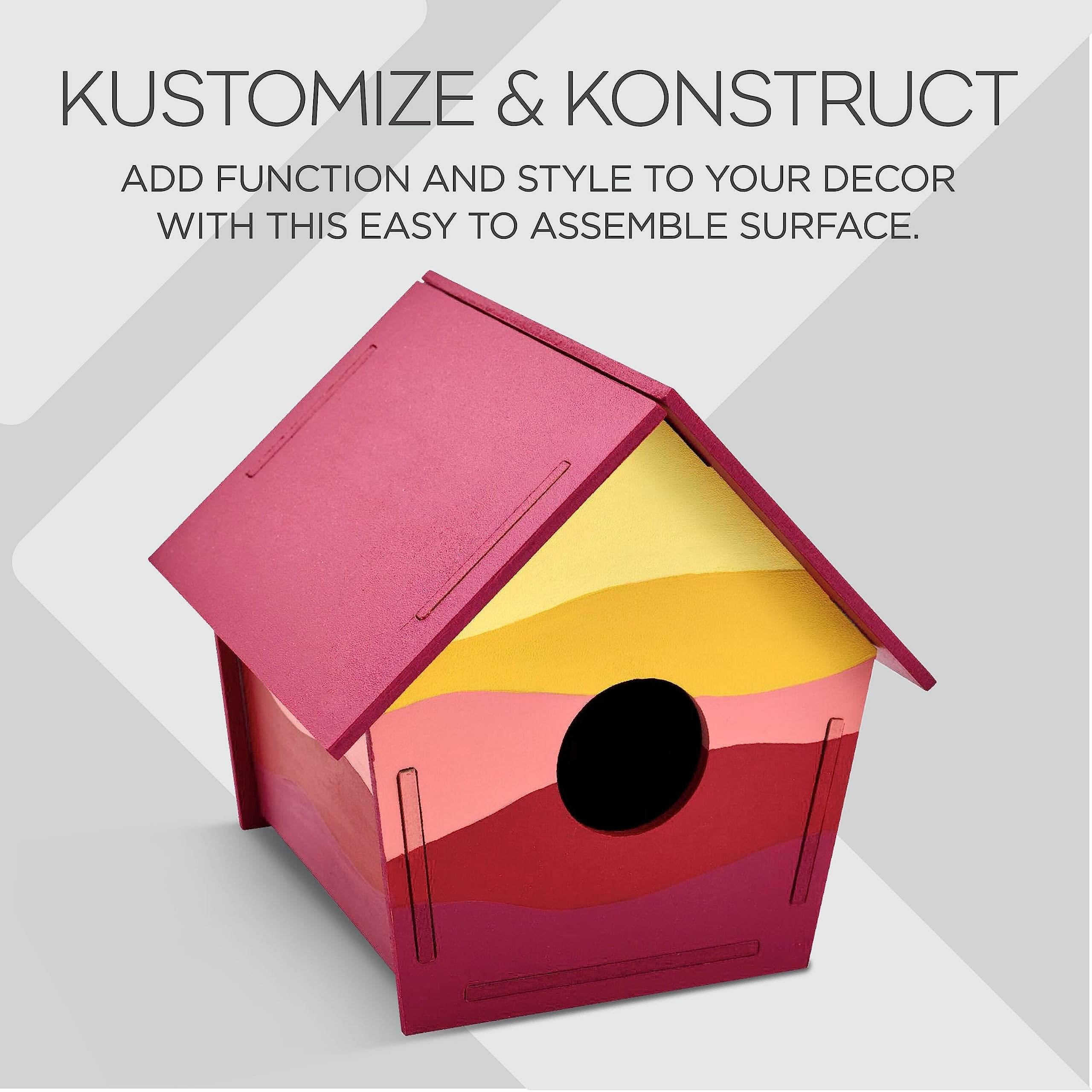 Plaid Birdhouse, Konnectz Unfinished, Easy to Assemble Wood Surface Perfect for DIY Arts and Crafts Projects, 61799