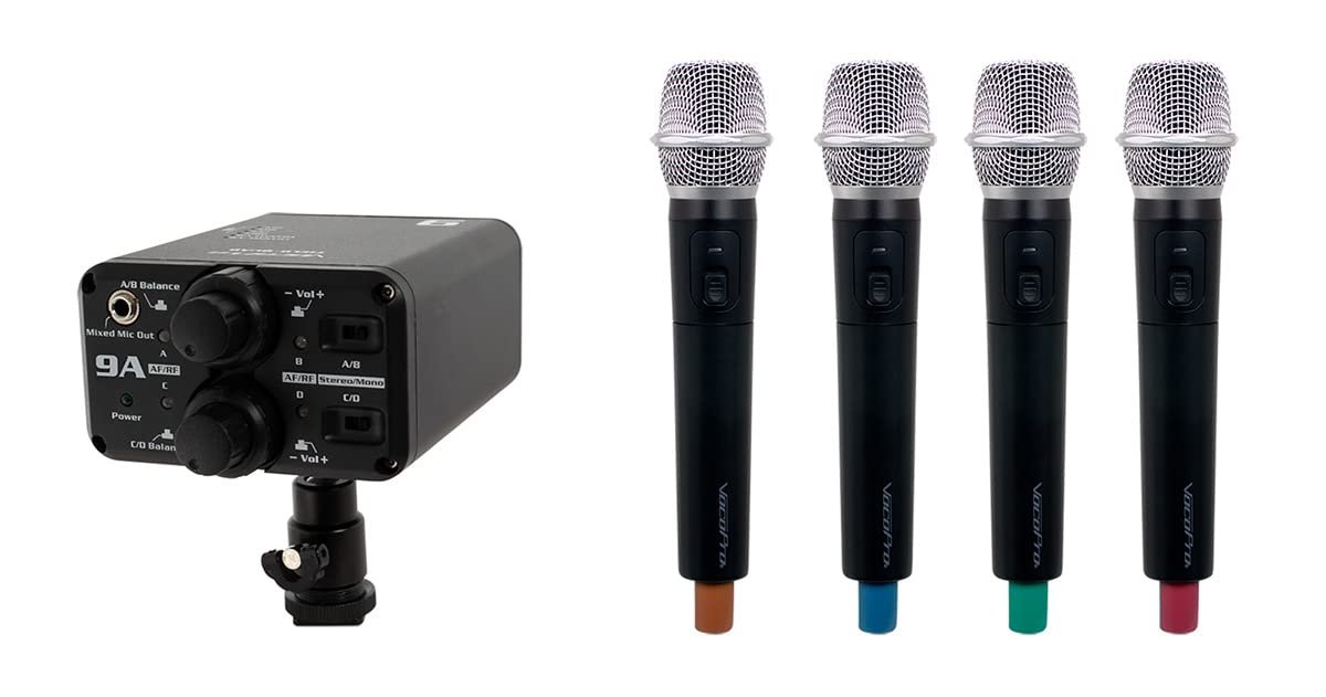 VocoPro - Portable Quad Handheld Field/Camera-Mountable Wireless Microphone System. (VCOFIELD-Quad-H2)