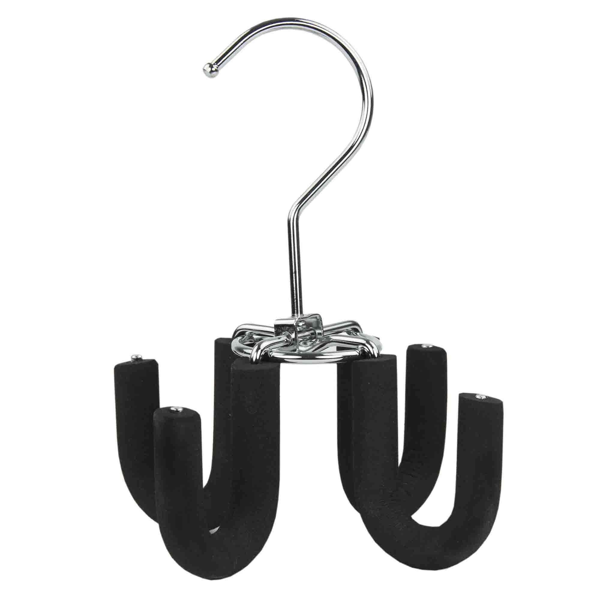 Home Basics 4 Hook Swivel Belt Hanger, Black