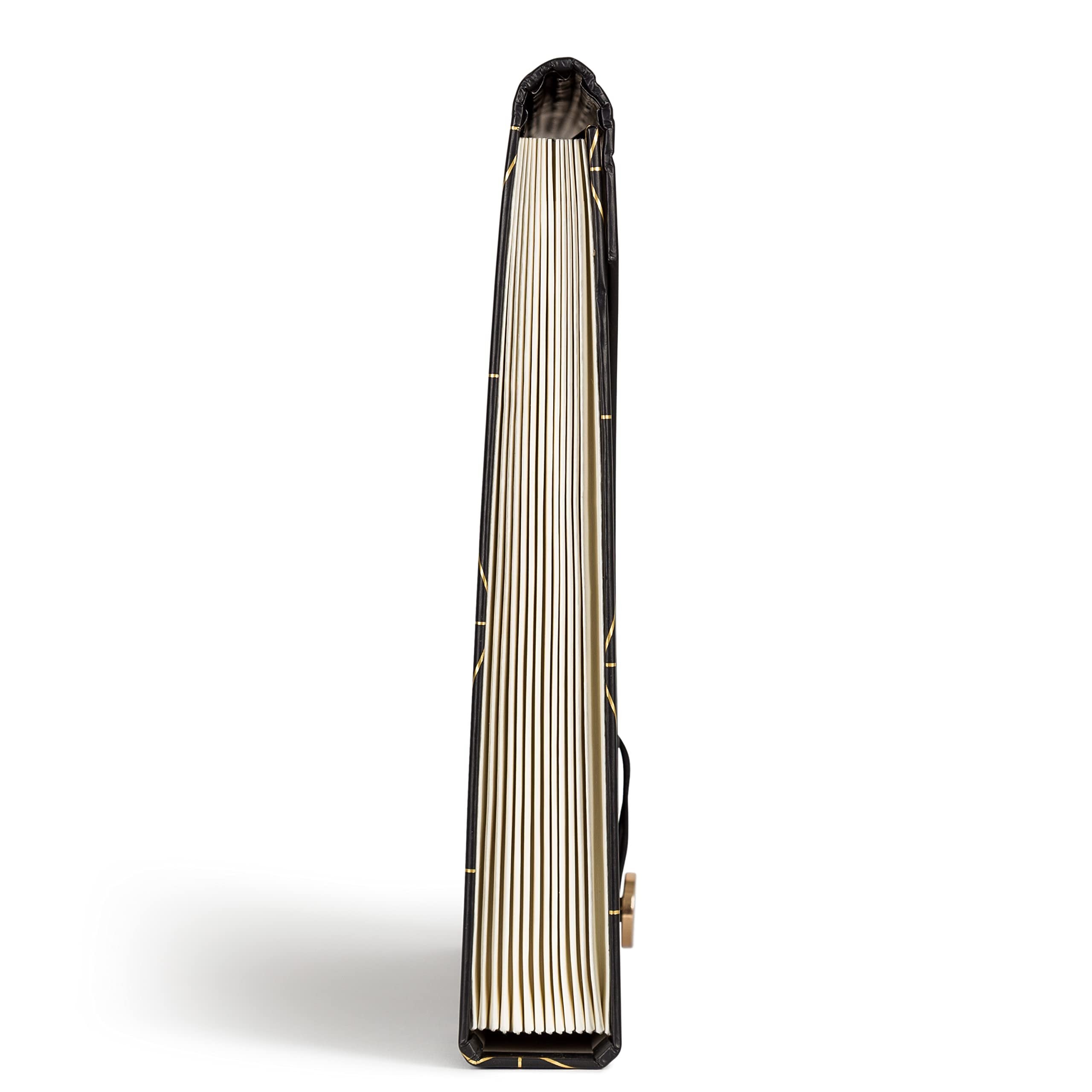 U Brands 13-Pocket Expanding File Folder, Office Supplies, Black and Gold Geometric, Brass Hardware, FSC Certified